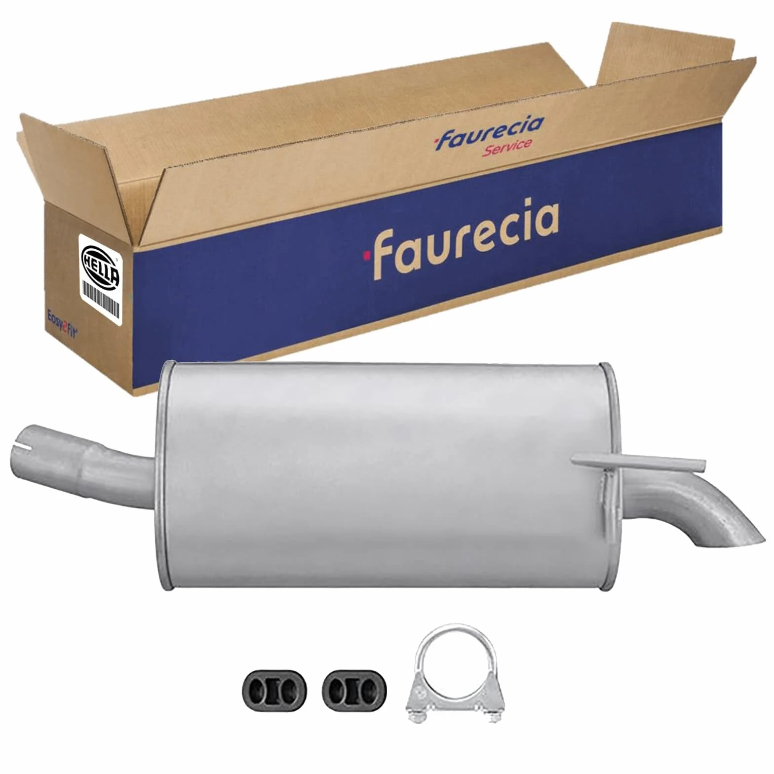 HELLA 8LD 366 030-821 Tłumik końcowy - Easy2Fit® Kit - z tyłu - jednoczęściowy - Komplet z elementami do montażu
