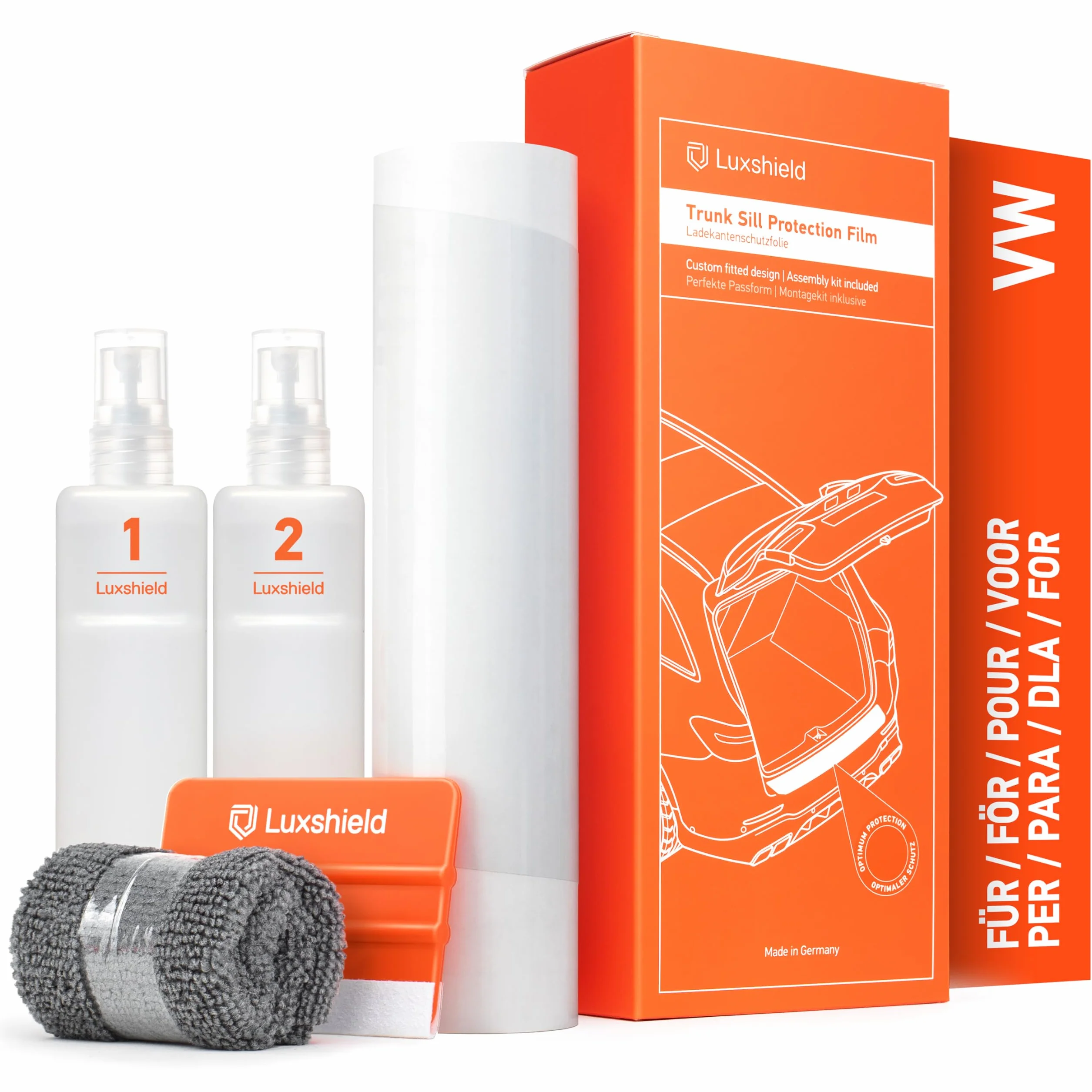 Luxshield folia ochronna na krawędź załadunkową kompatybilny z VW Passat B9 3J I 2024-2026 - ochrona przed zarysowaniami, folia ochronna na lakier - przezroczysty błyszczący