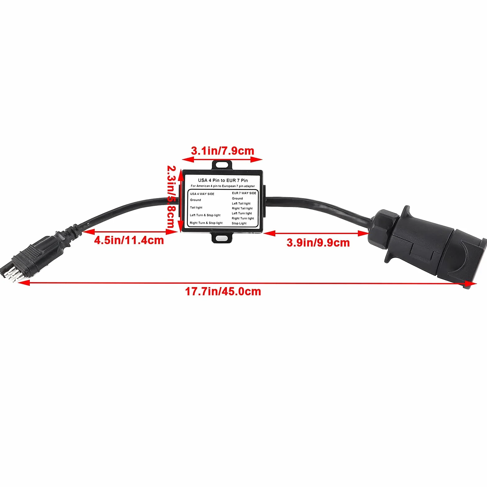 Złącze Wtykowe Przyczepy, Konwerter Światła, Adapter Wtyczki, Elektryczny USA 4-stykowy do 7-stykowego Adaptera EUR, Stop/Separacja Sygnału Hamowania