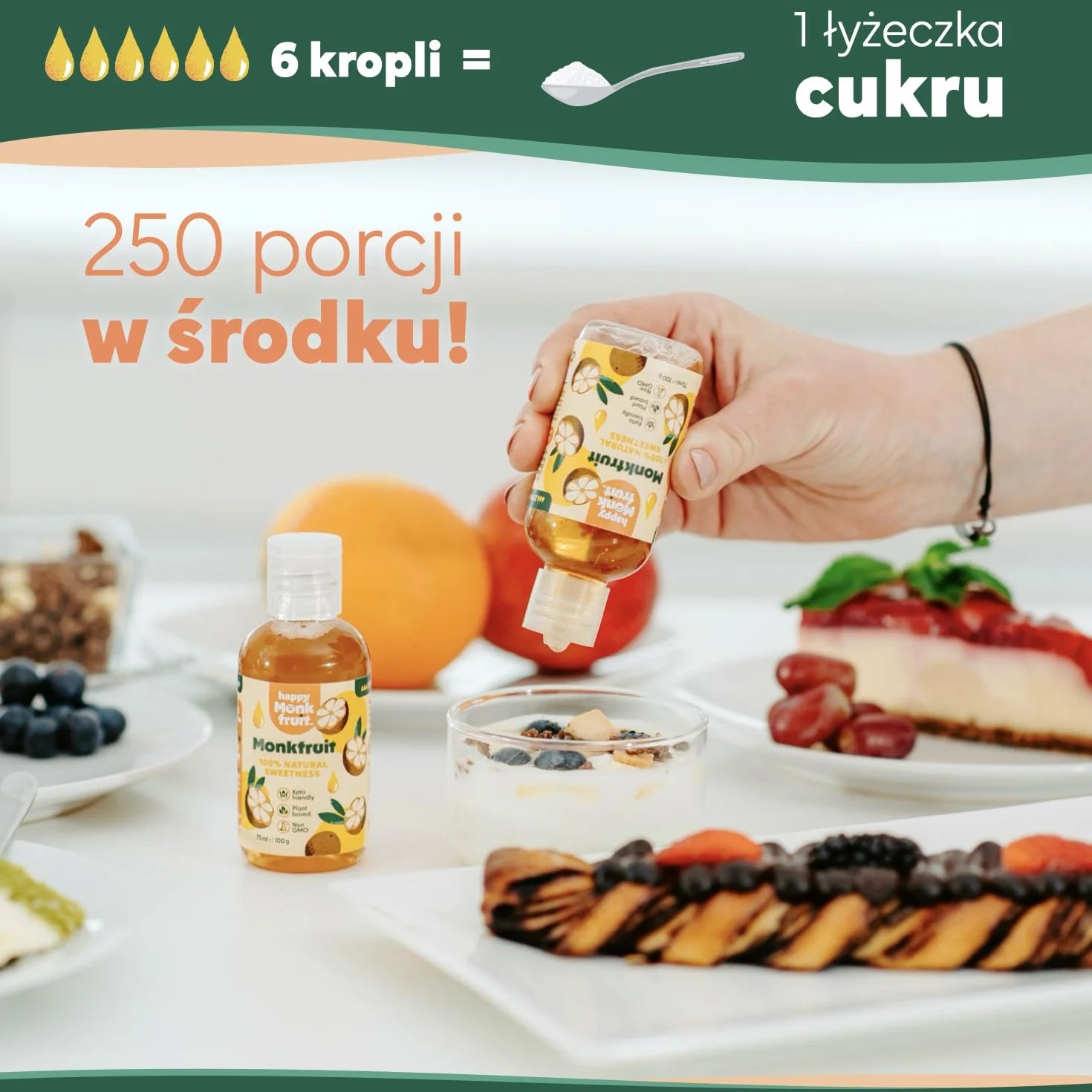 Słodzik z Owocu Mnicha (Monk Fruit) | 100% Naturalny, Idealny do Diety Keto i Niskowęglowodanowej | Bez Goryczy, Bez Erytrolu | Idealny do Deserów i Napojów