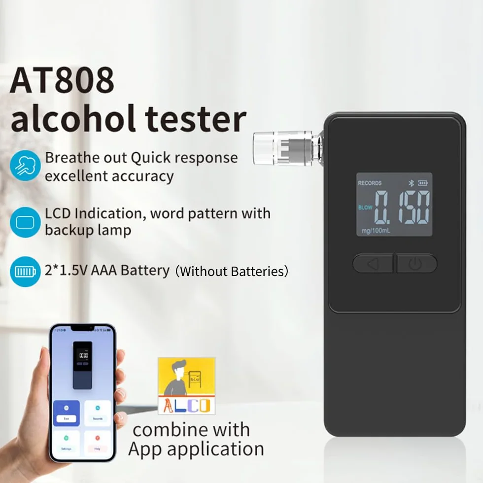 Alkomat Domowy Pro Breathalyser z 5 Ustnikami Czarny