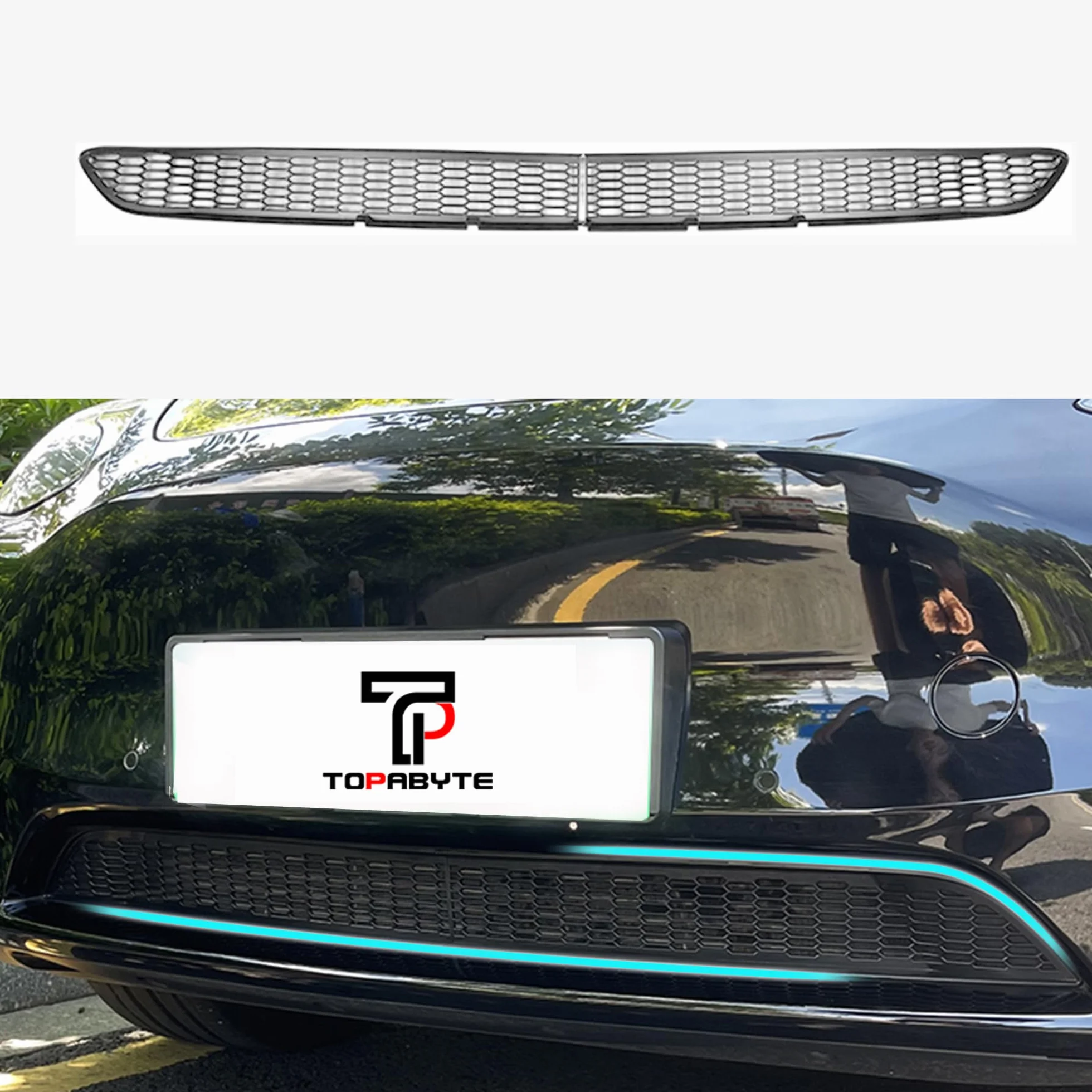 TOPABYTE Tesla Model 3 przednia kratka zderzaka kratki zderzaka, ABS przednia osłona kratki wlotu powietrza, zamiennik do modelu 2017-2023, akcesoria