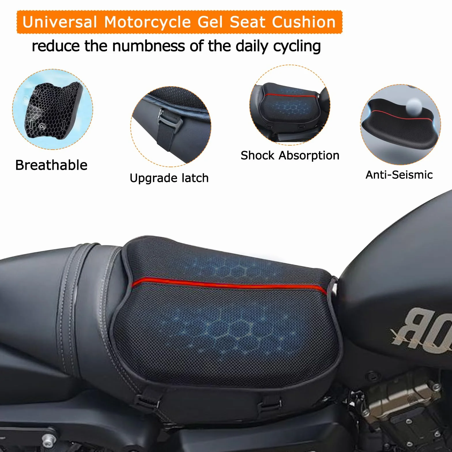 Poduszka na siedzenie motocyklowe żelowa podkładka ochrona słońca deszczu