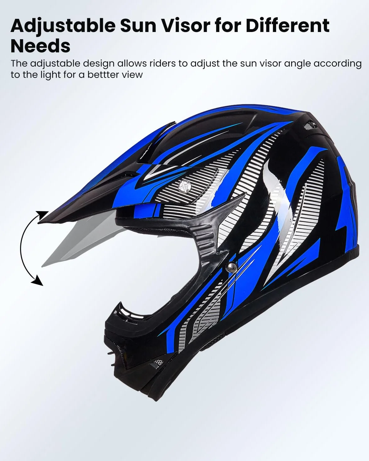ILM Dziecięcy kask motocyklowy Cross Dirt Bike dla chłopców i dziewcząt, uniseks, homologacja ECE22.06 Full Face Off Road MTB ATV Enduro MTB z rękawicami Gogle Model B07, czarny niebieski, L