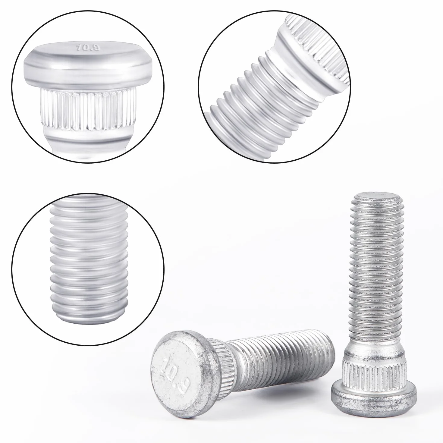 5szt M12x1,5 Kolki do Kól, Dlugosc 48mm Stalowe Sruby z Uchem Kolki do Opon Akcesoria Samochodowe Kompatybilne z Toyota Odpowiednie dla Chevroleta dla Serii Lexus