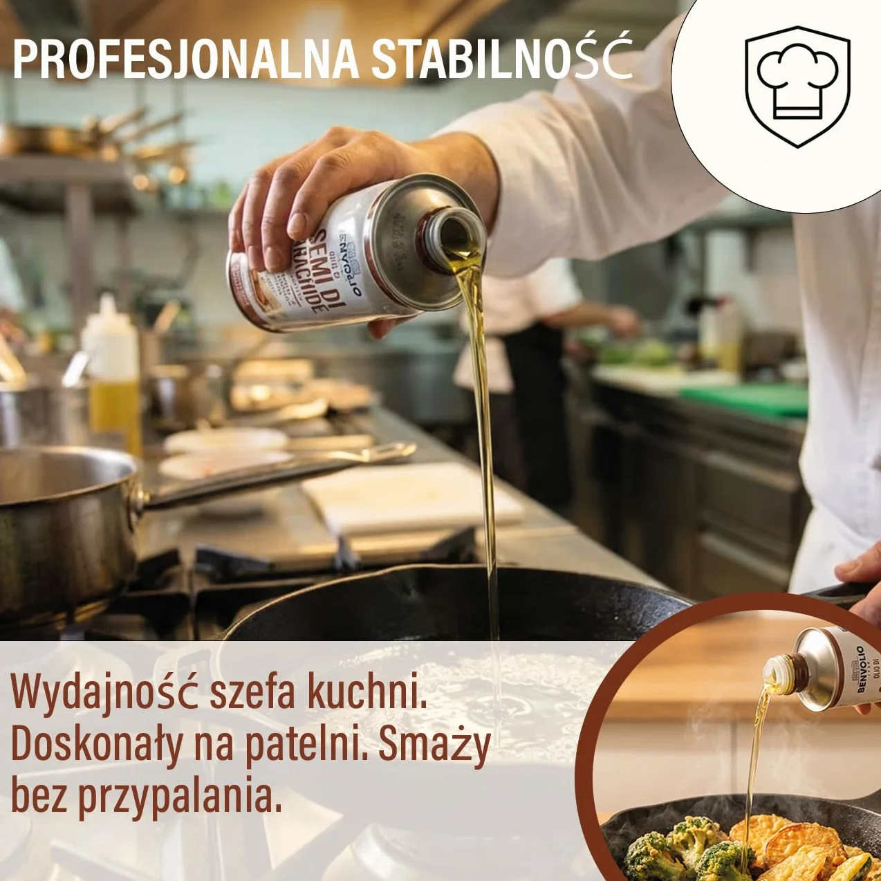 Benvolio 1938 Olej Arachidowy 100% Włoski, do Smażenia i Głębokiego Tłuszczu, Wysoki Punkt Dymienia, Neutralny Smak, Bezglutenowy, 750g