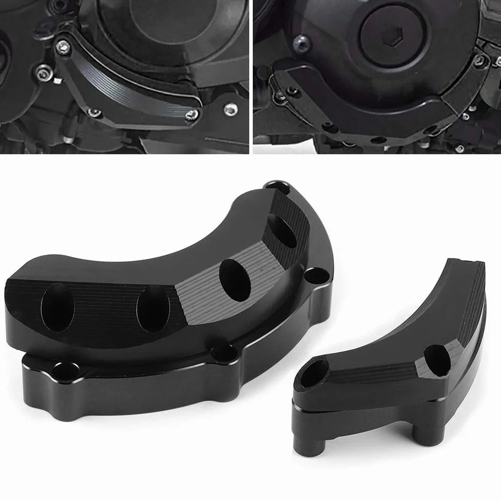 Duokon Płyty mocujące osłona silnika motocykla zderzak rama ze stopu aluminium dla MT-09 FJ-09 XSR900 czarny