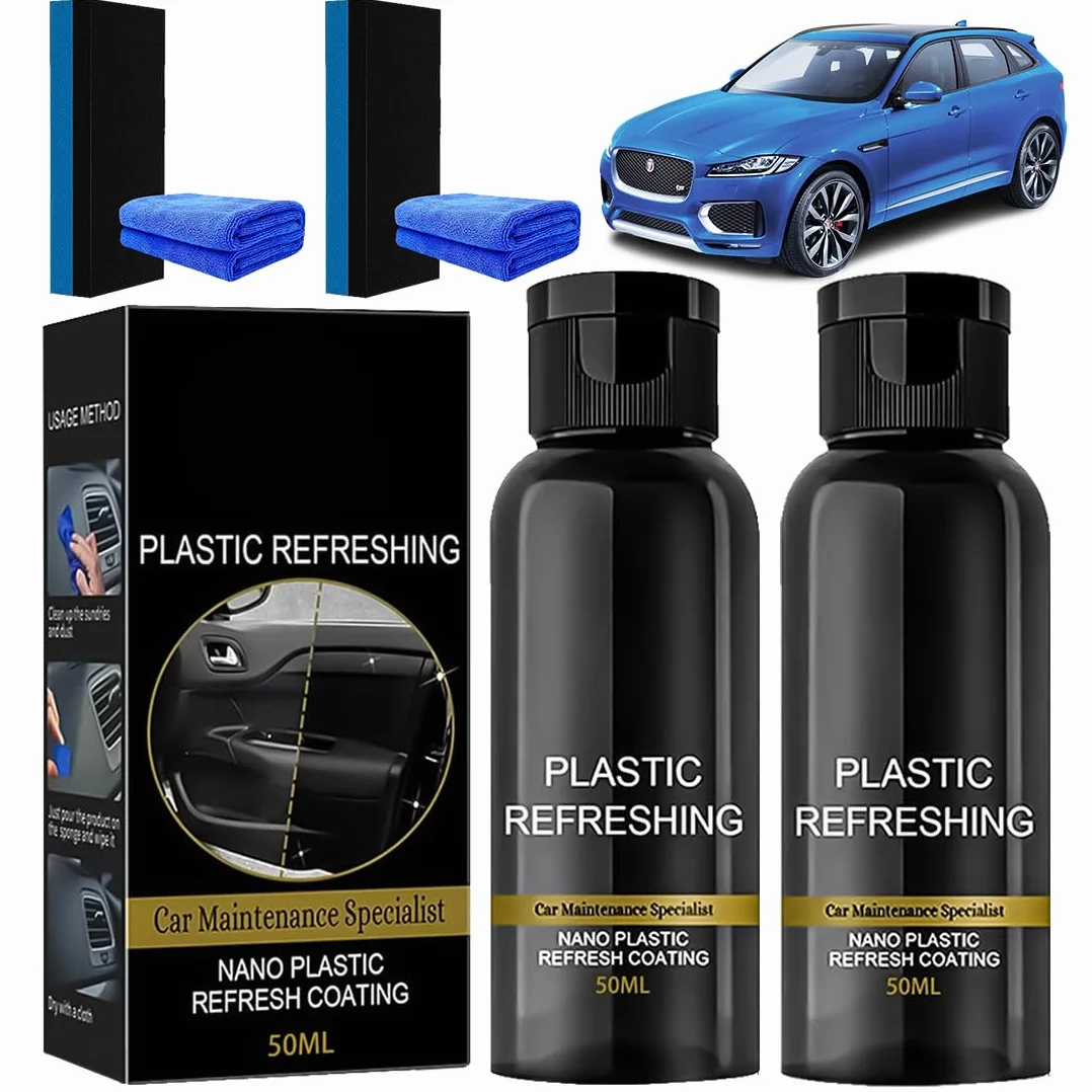 Plastic Refreshing Auto Plastic Revitalizing Coating Agent Środek do pielęgnacji tworzywa sztucznego, do samochodu, środek do naprawy tworzyw sztucznych (50 ml x 2)