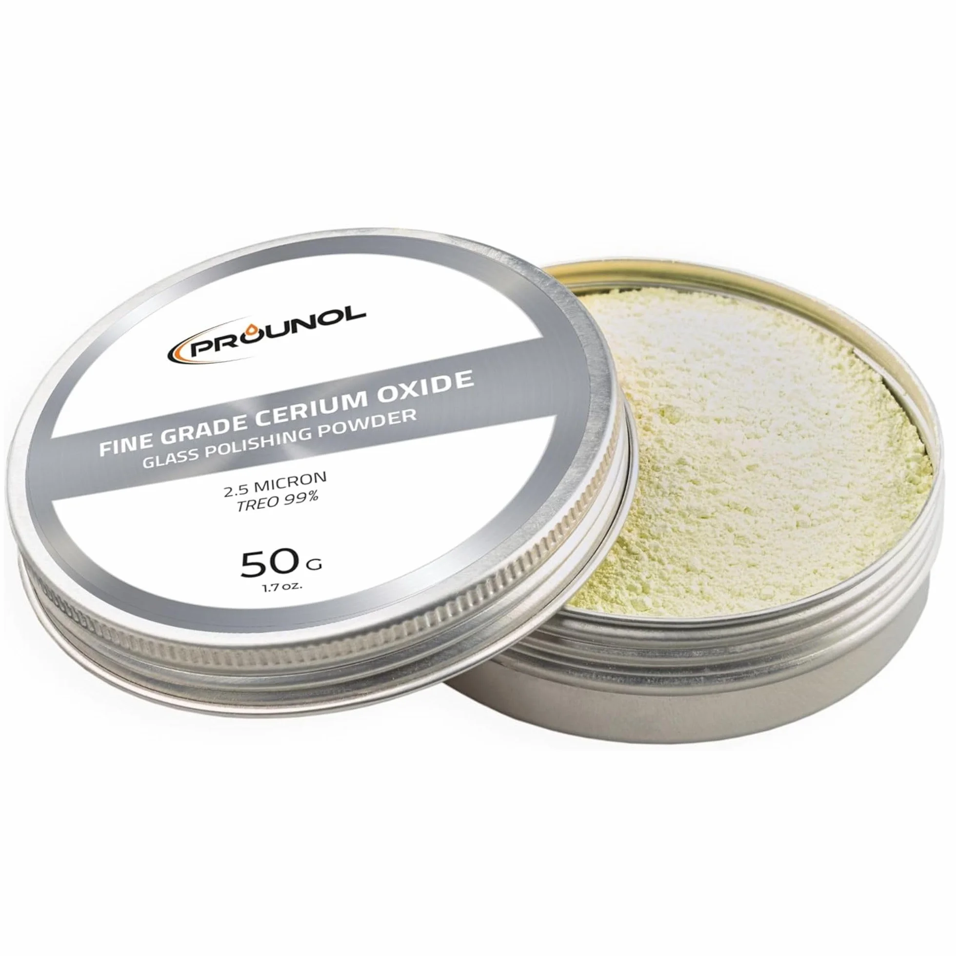 Prounol Tlenek ceru - Cerium Oxide - Proszek do polerowania szkła o wysokiej jakości – TREO 99% – 2,5 mikronów – 50 g