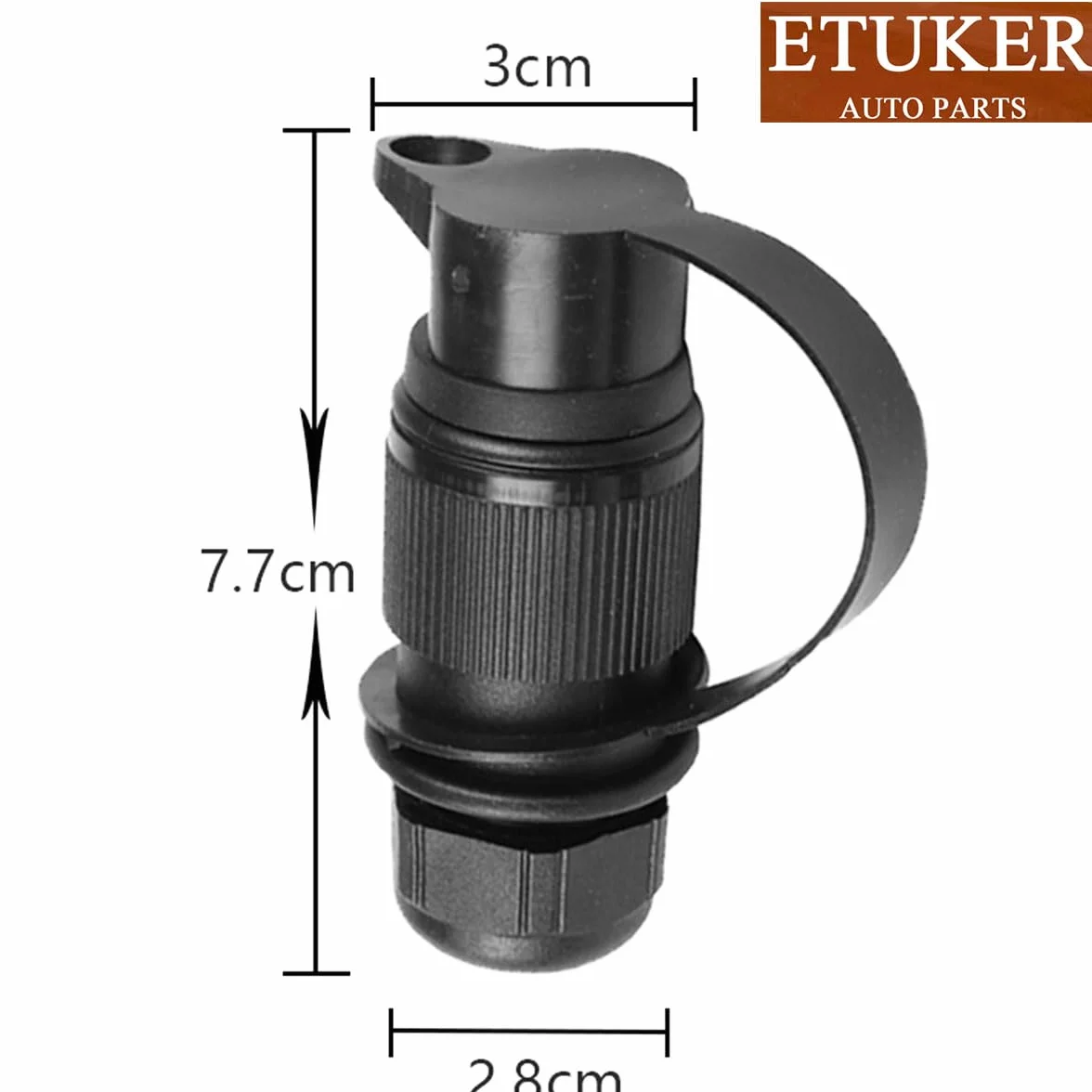 1 x wtyczka do przyczepy, 3-biegunowa, płaska, trójbiegunowa, 12 V, traktor, 3-biegunowa wtyczka z płaskim przyłączem wtykowym
