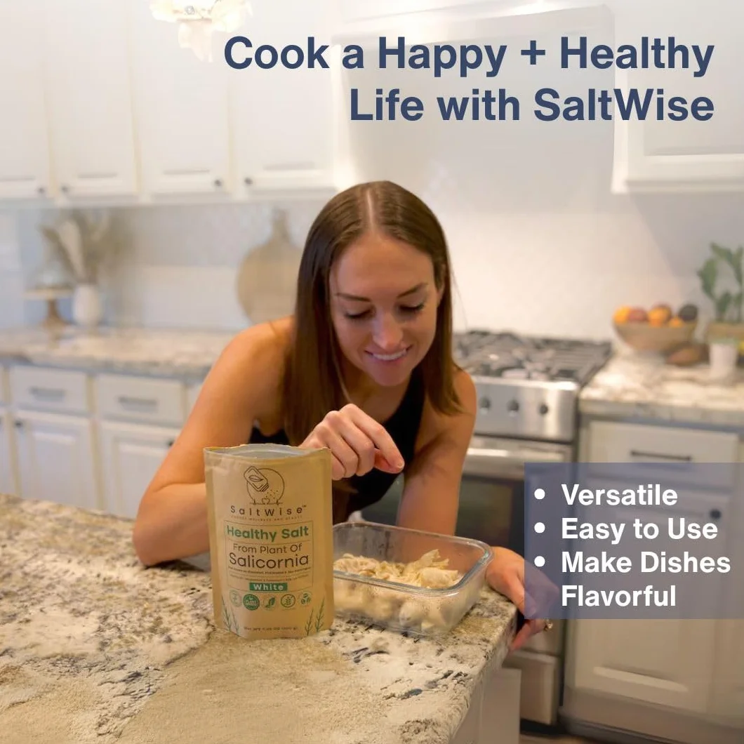 SaltWise Salicornia White Salt Low Sodium Salt Substitute Plant-Based Mineral Salt Kosher 100% Natural 7.05 oz