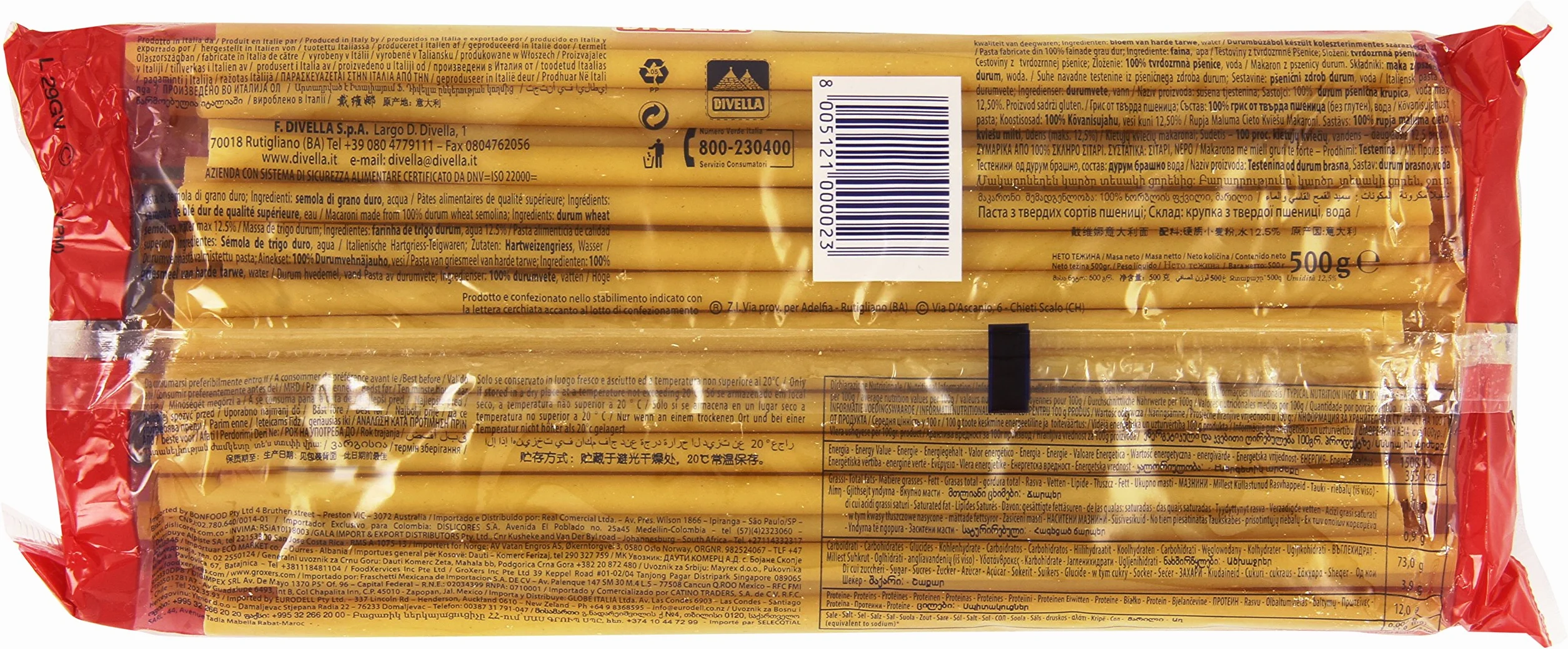 Makaron Formati Speciali Ziti 500g - Divella długie rurki włoski