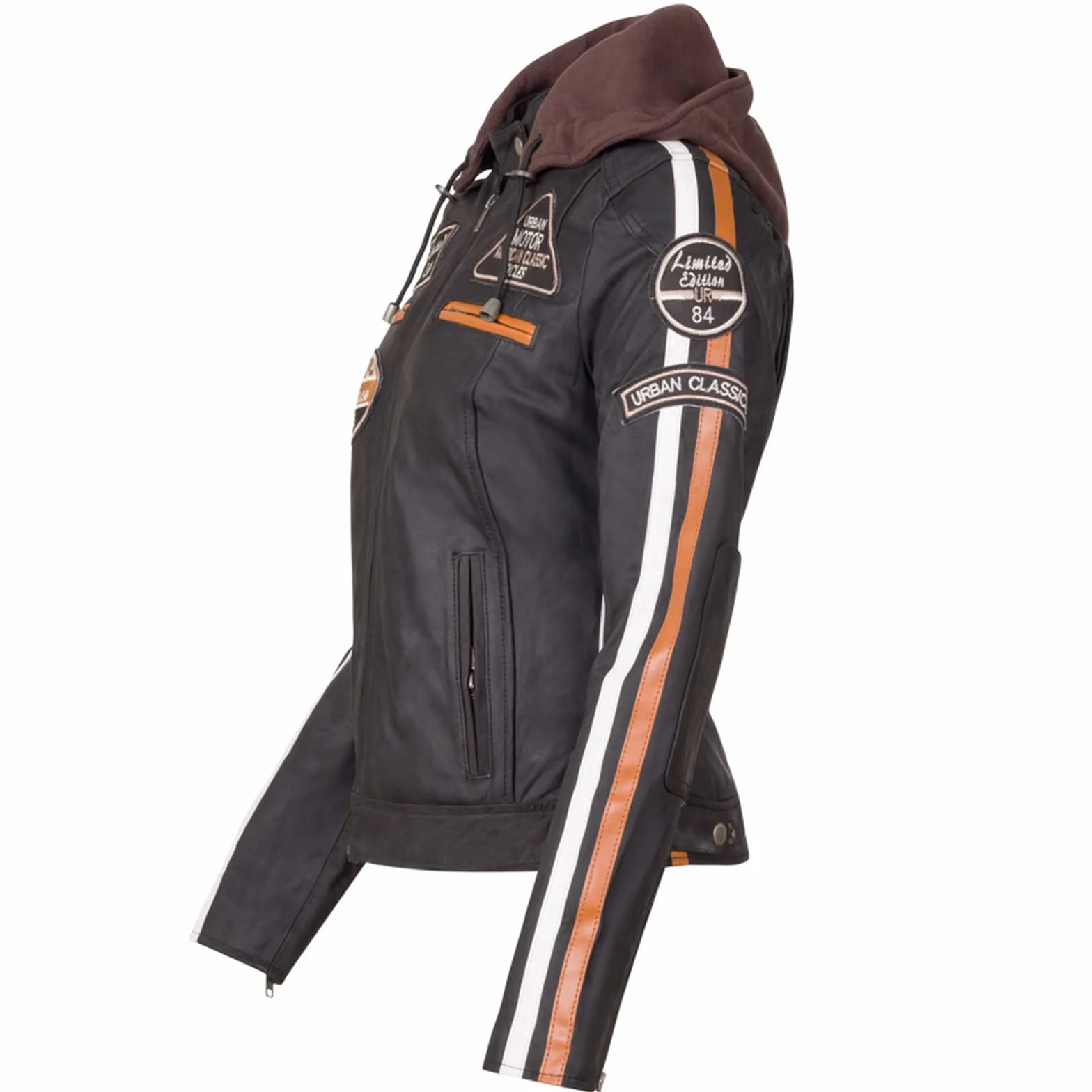 Urban Leather Damska kurtka motocyklowa Ur-170 z ochraniaczami, brązowa, L