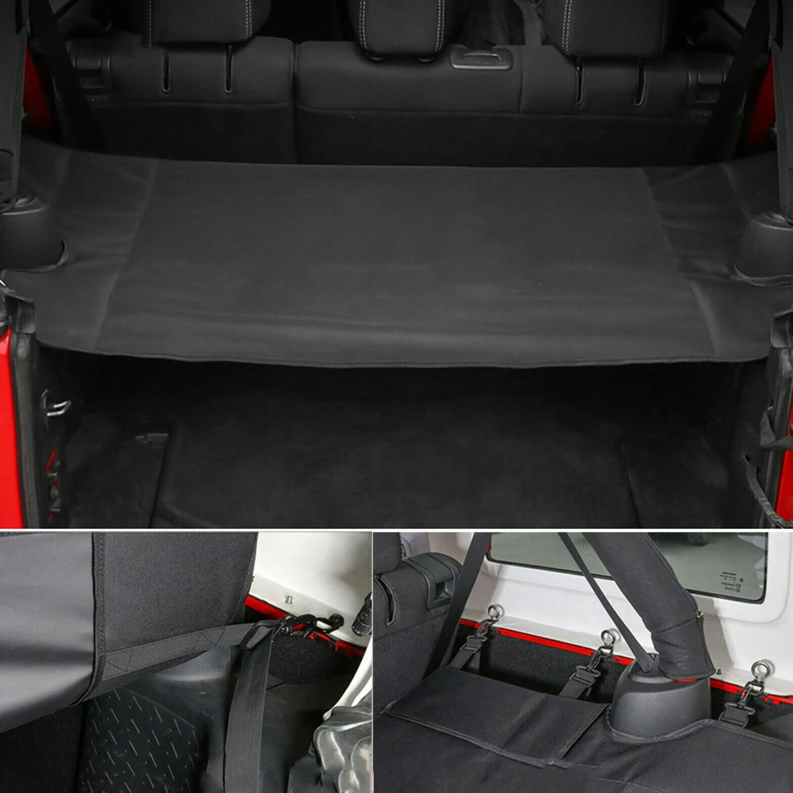 Osłona bagażnika tylna osłona bagażnika osłona przeciwsłoneczna kompatybilna z Jeep Wrangler JK JKU 2007-2017 Unlimited 4 Door