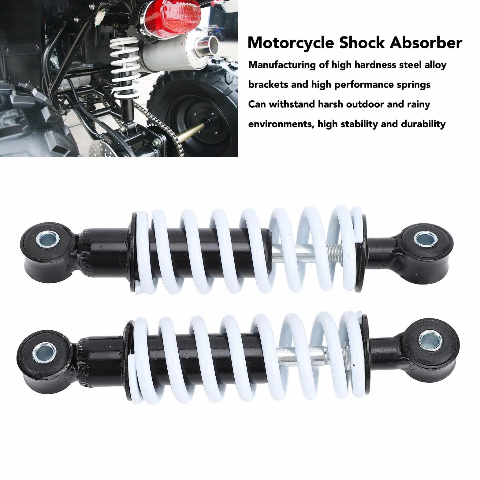 2 szt. 190mm Amortyzator Motocyklowy Motocykl Regulowany Amortyzator 200LBS Obciążenie Sprężyna o Wysokiej Wydajności dla Mini Motor Terenowy Skuter