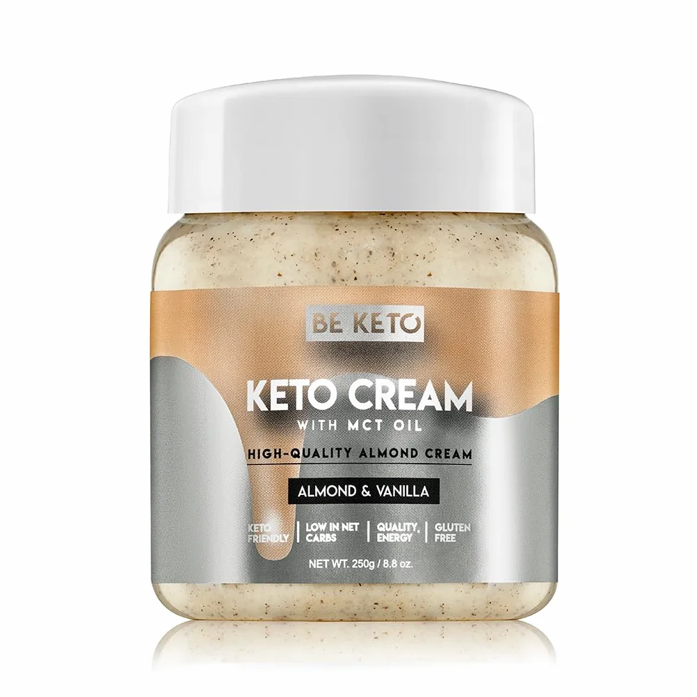 Be Keto Keto Krem Migdałowo-Waniliowy z Olejem MCT Masło Roślinne do Wegańskich Keto Friendly Food Bezglutenowe 250g