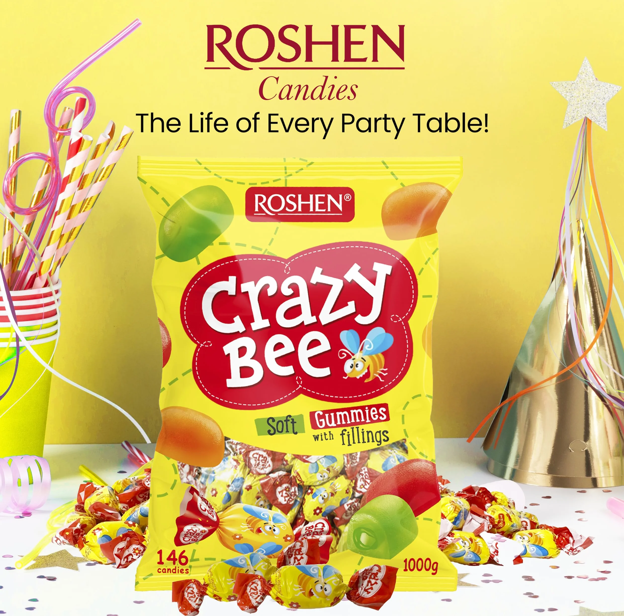 ROSHEN Cukierki Crazy Bee owocowe galaretki 1kg