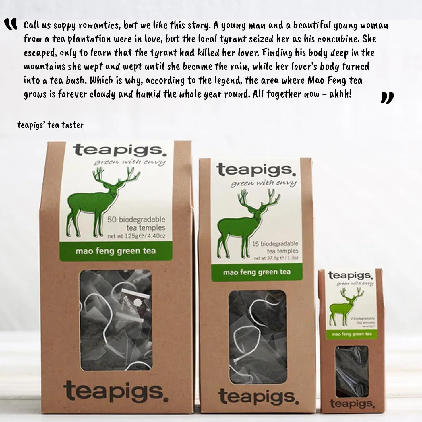 Teapigs Mao Feng Zielona Herbata w Torebkach 50 sztuk Całe Liście