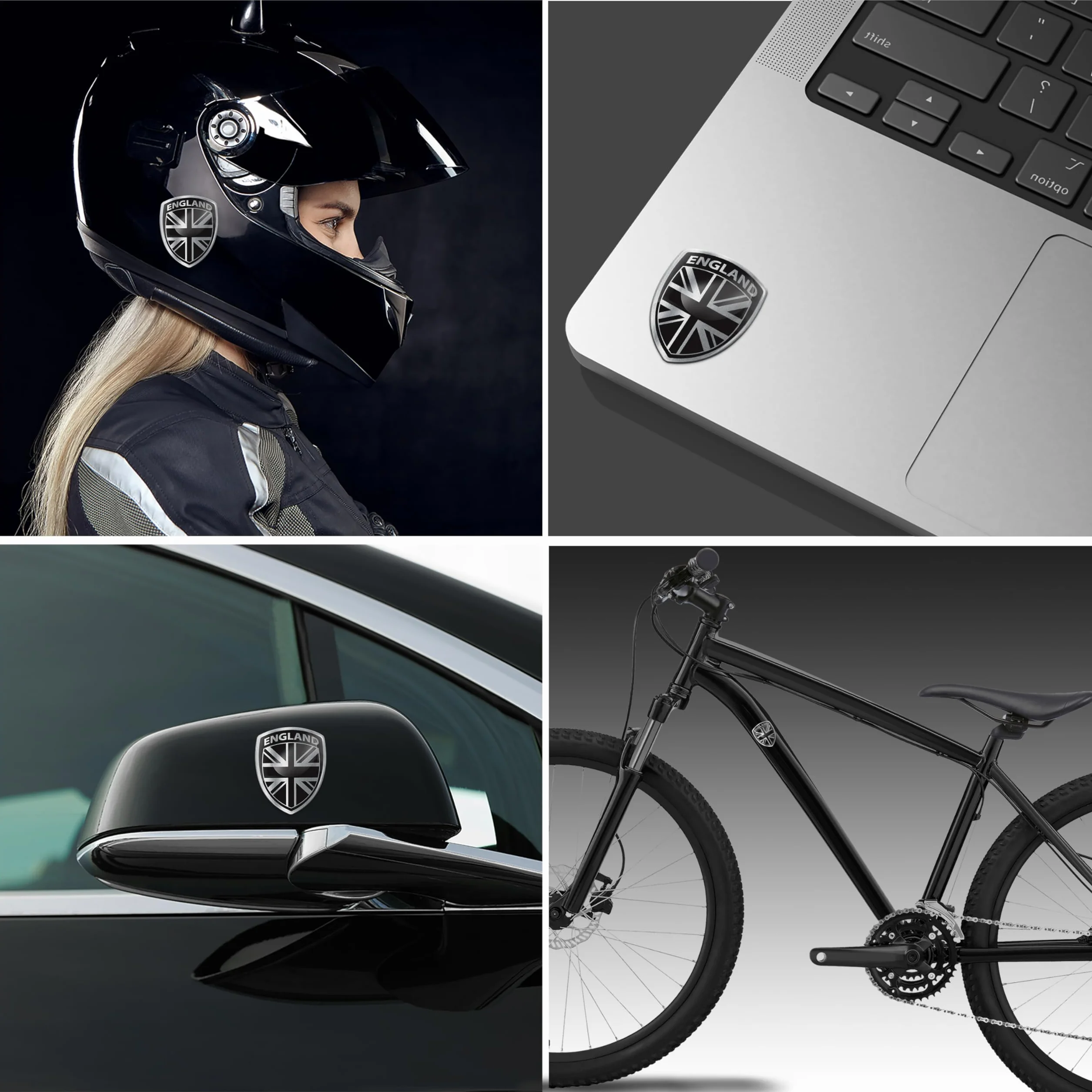 Biomar Labs 2 x wypukłe silikonowe naklejki 3D Union Jack flaga Wielka Brytania samochód kask motocyklowy