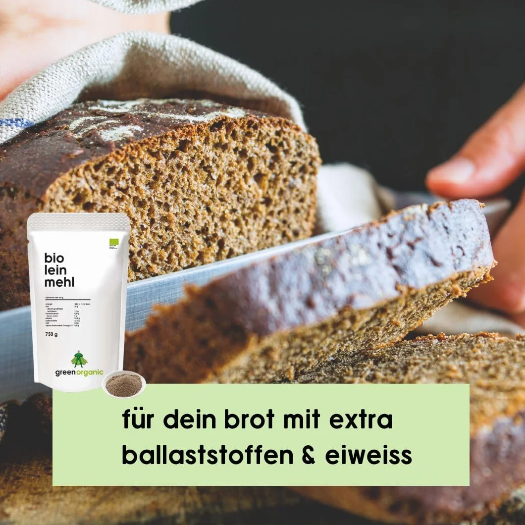Bio Premium mąka lniana – niskowęglowodanowa, bezglutenowa, wegańska, odolejowana, bogata w białko, błonnik, przystosowana do diety, białko roślinne, paleo, uczciwa i trwała, 750 g