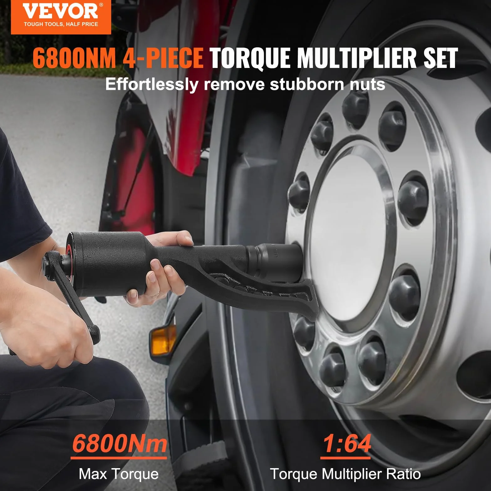 VEVOR Powielacz momentu obrotowego 6800 Nm, wzmacniacz momentu obrotowego 1:64, wzmacniacz momentu obrotowego 25,4 x 25,4 mm, wzmacniacz momentu obrotowego, zestaw kluczy do kół 21# czworokątny 33 mm,
