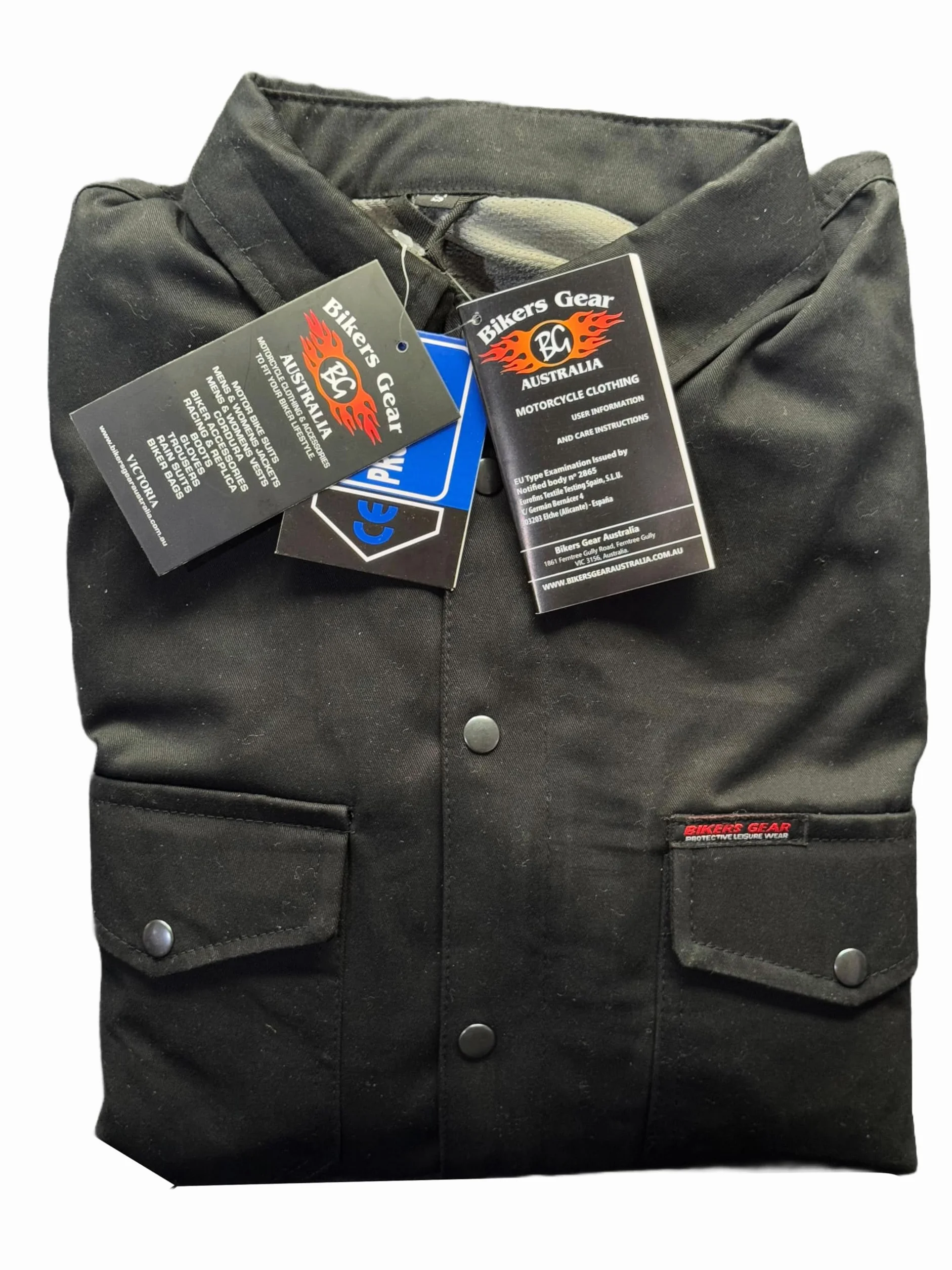 Bikers Gear Australia Motocykl Kevlar Aramid Podszewka Ochronna Koszula Flanelowa Jednolita Czarna Z CE 1621-1 Zdejmowana Zbroja Rozmiar L