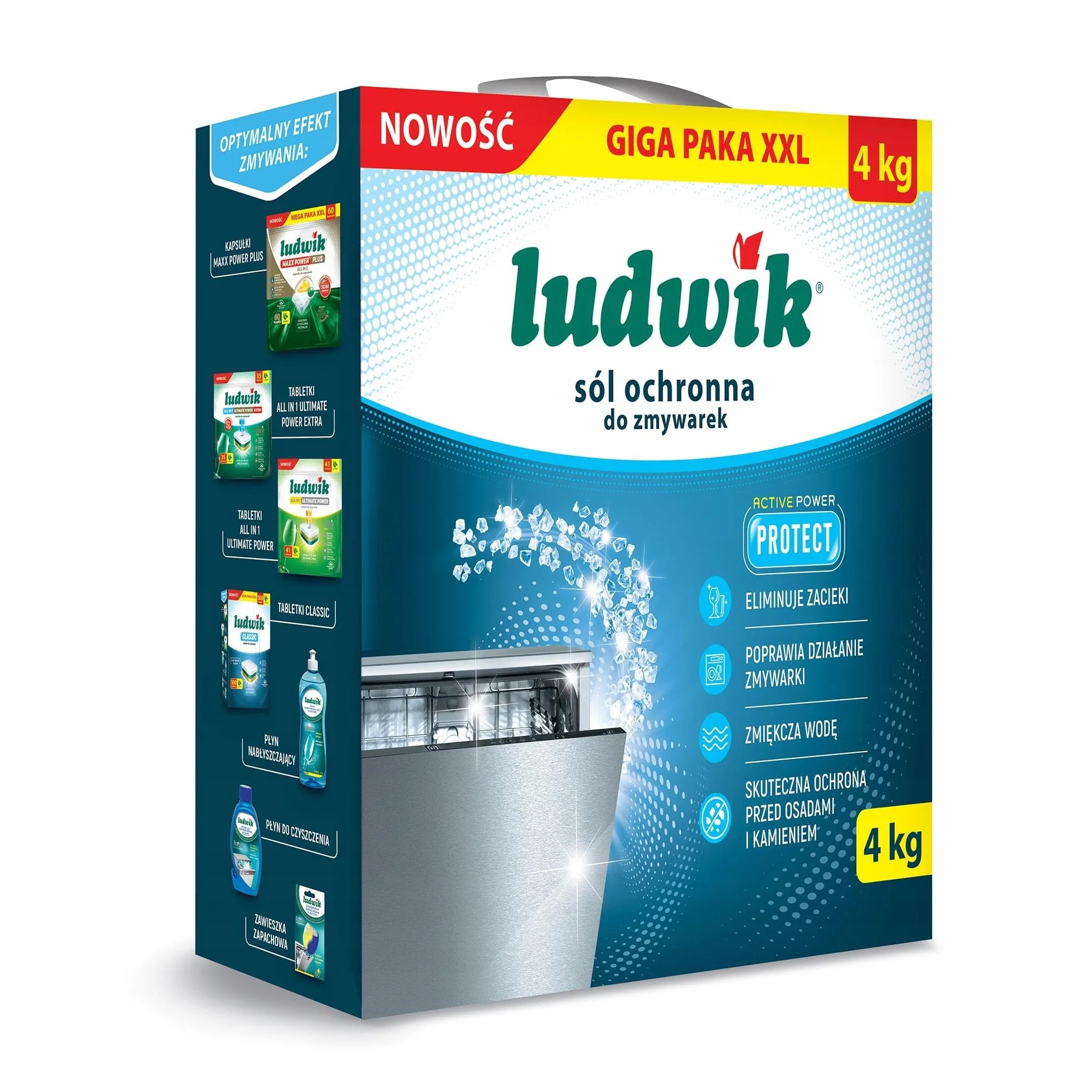 Ludwik Sól do Zmywarek, 4 kg, Ochronna, Zmiękczająca Wodę, Przeciwdziałająca Osadom i Kamieniowi