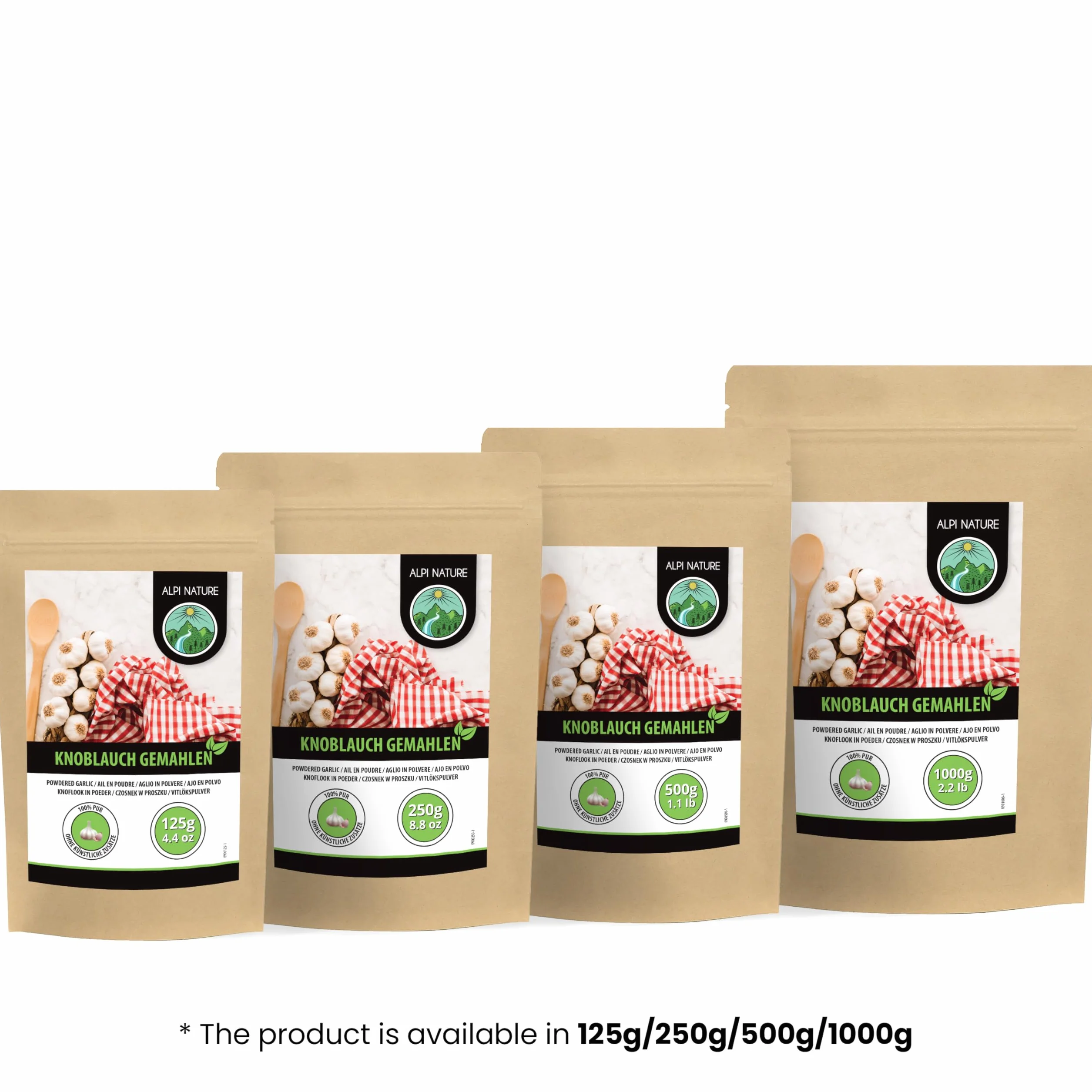 Czosnek w proszku (250 g), mielony czosnek, 100% naturalny, z delikatnie wysuszonego czosnku, naturalny, bez dodatków, wegański