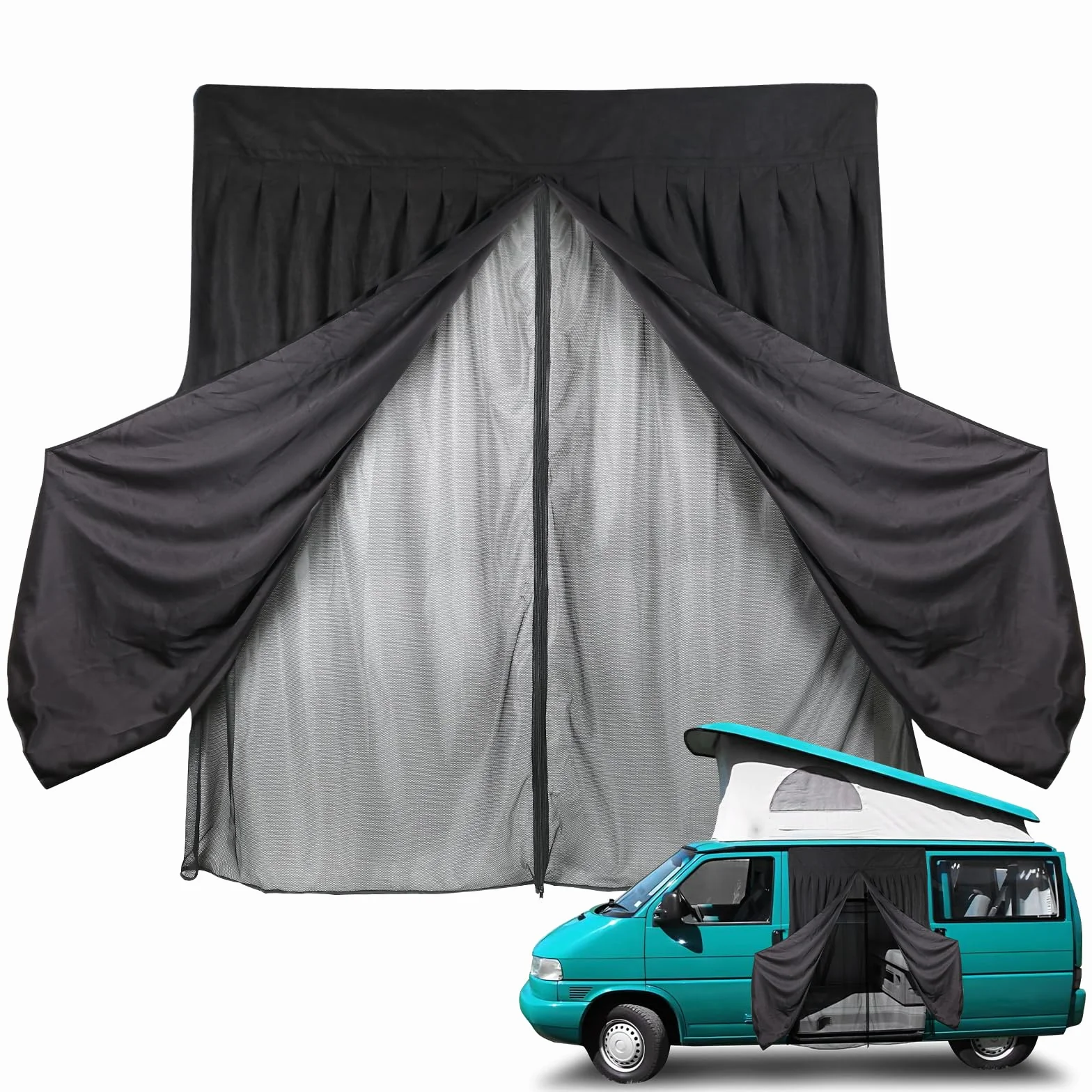 Moskitiera zastępcza do VW T4 1999-2003, moskitiera na drzwi boczne, dwuwarstwowa, magnetyczna moskitiera z zamszem na zewnątrz, do owadów, na kemping, drzwi boczne, podwójna warstwa