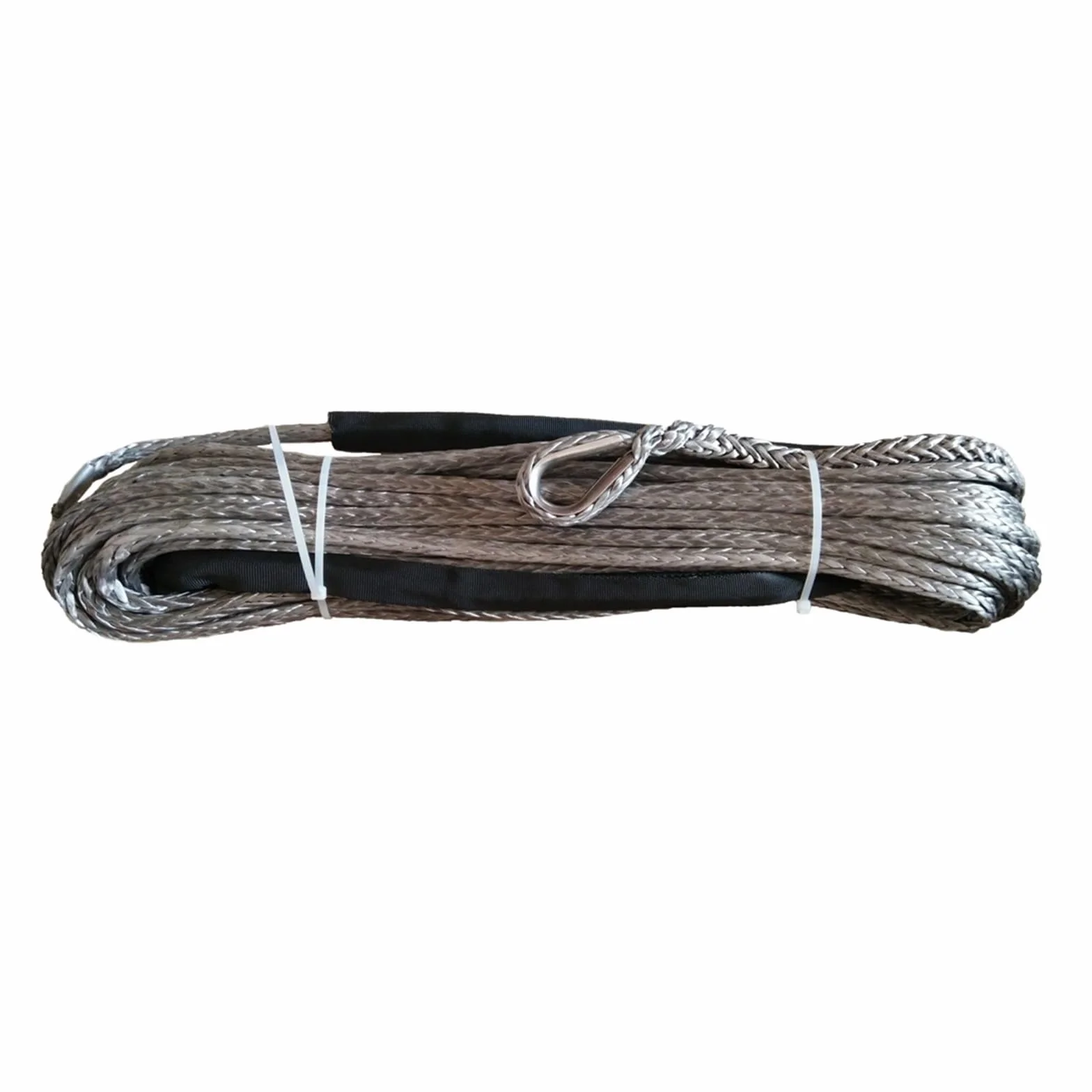 Lina wyciągarki, 120500Lbs wciągarka linowa kabel linowy 10mm 30m 12-żyłowa syntetyczna lina wyciągarki, niebieski pomarańczowy szary kolor dla ATV UTV SUV(Grijs)