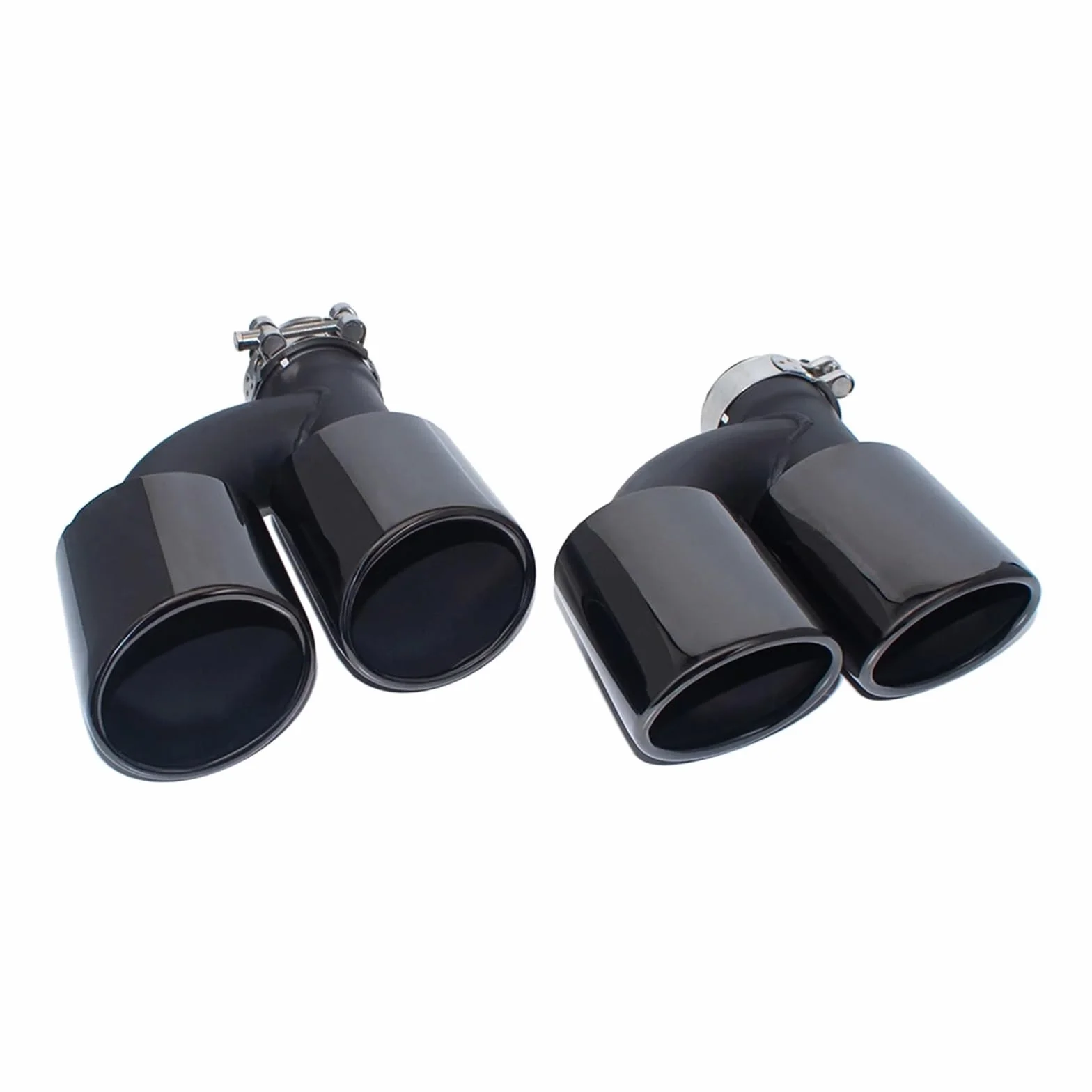 2 sztuk/zestaw 304 tył samochodu podwójna rura wydechowa ze stali nierdzewnej kompatybilny dla Audi A4 A5 A6 A7 do S4 S5 S6 S7 czarna końcówka tłumika 60mm rura wydechowa(Black)