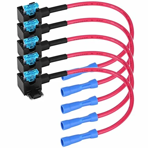 Keenso Adapter bezpiecznikowy do samochodu, automatyczny adapter z bezpiecznikiem, uchwyt z bezpiecznikiem 15 A (mikro mini) Pakiet 5 szt. Części do samochodów osobowych i motocykli