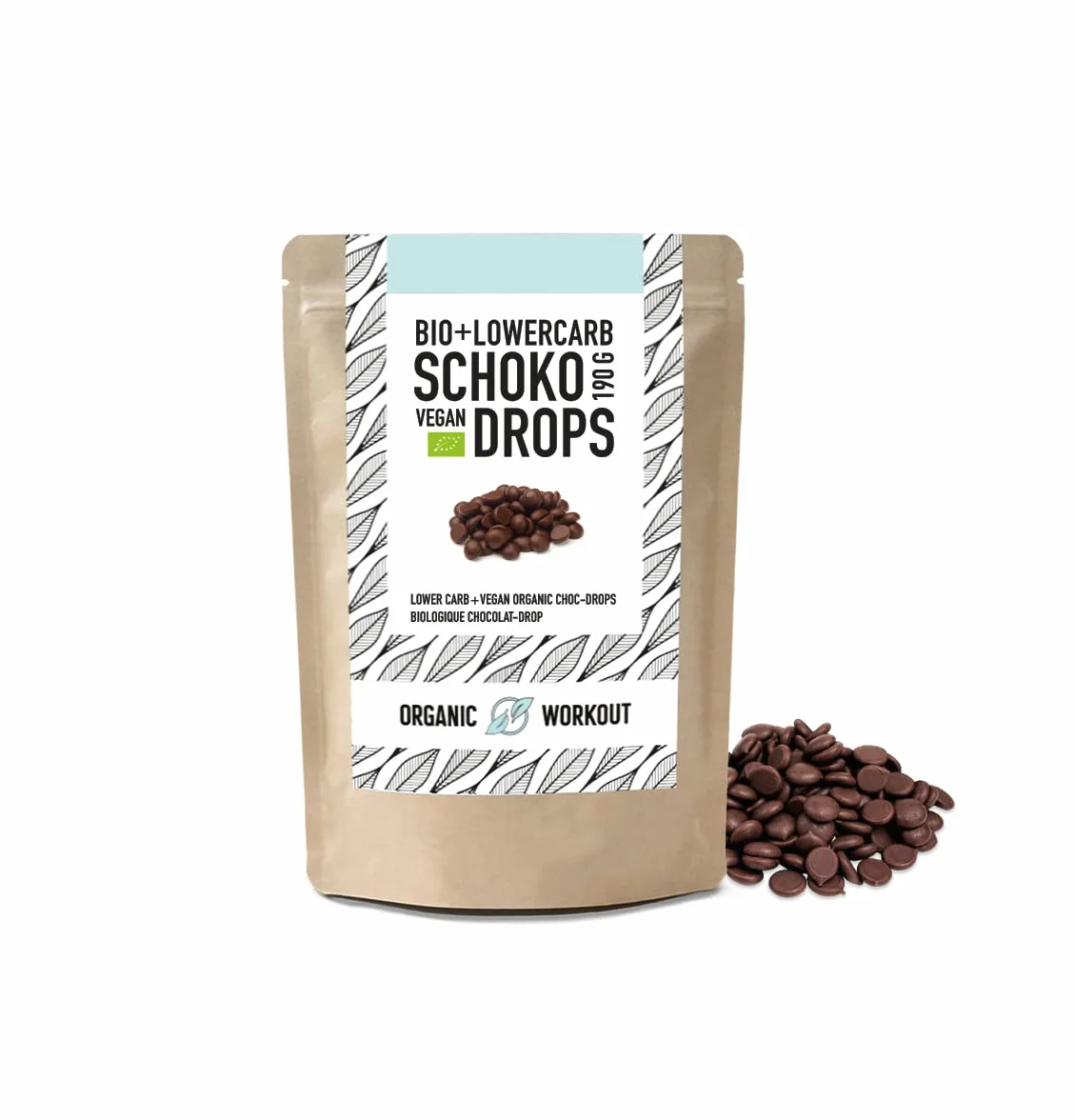 Bio Lower-Carb czekoladowe odrosty 600 g, słodzone erytrytem bez dodatku cukru, wegańskie, do podjadania, pieczenia, bez cukru, optymalne do niskowęglowodanów, redukcji węglowodanów, diety ketonowej