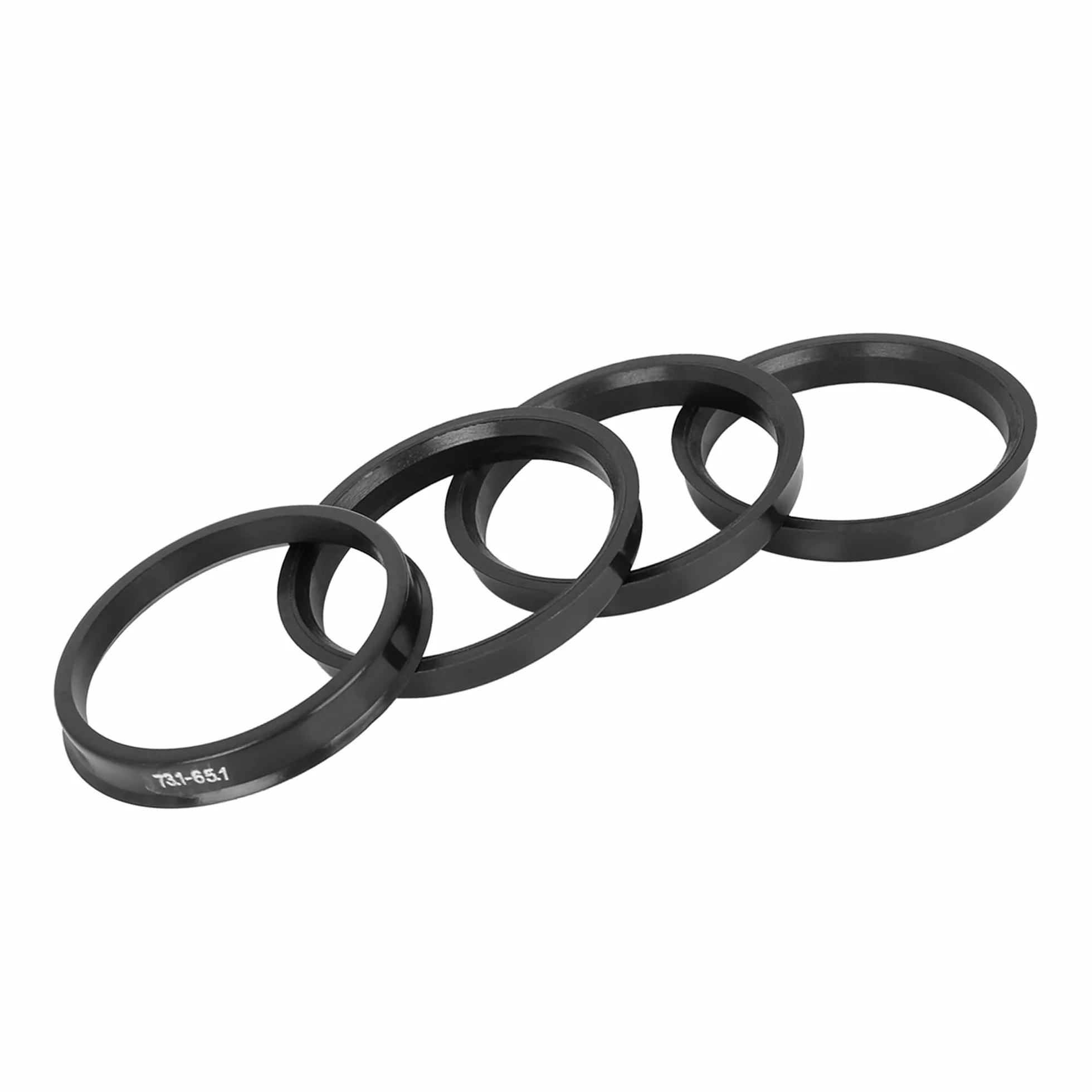 A ABSOPRO Pierścienie centrujące do felg samochodowych 73,1 mm do 65,1 mm z czarnego tworzywa sztucznego (zestaw 4 szt.)
