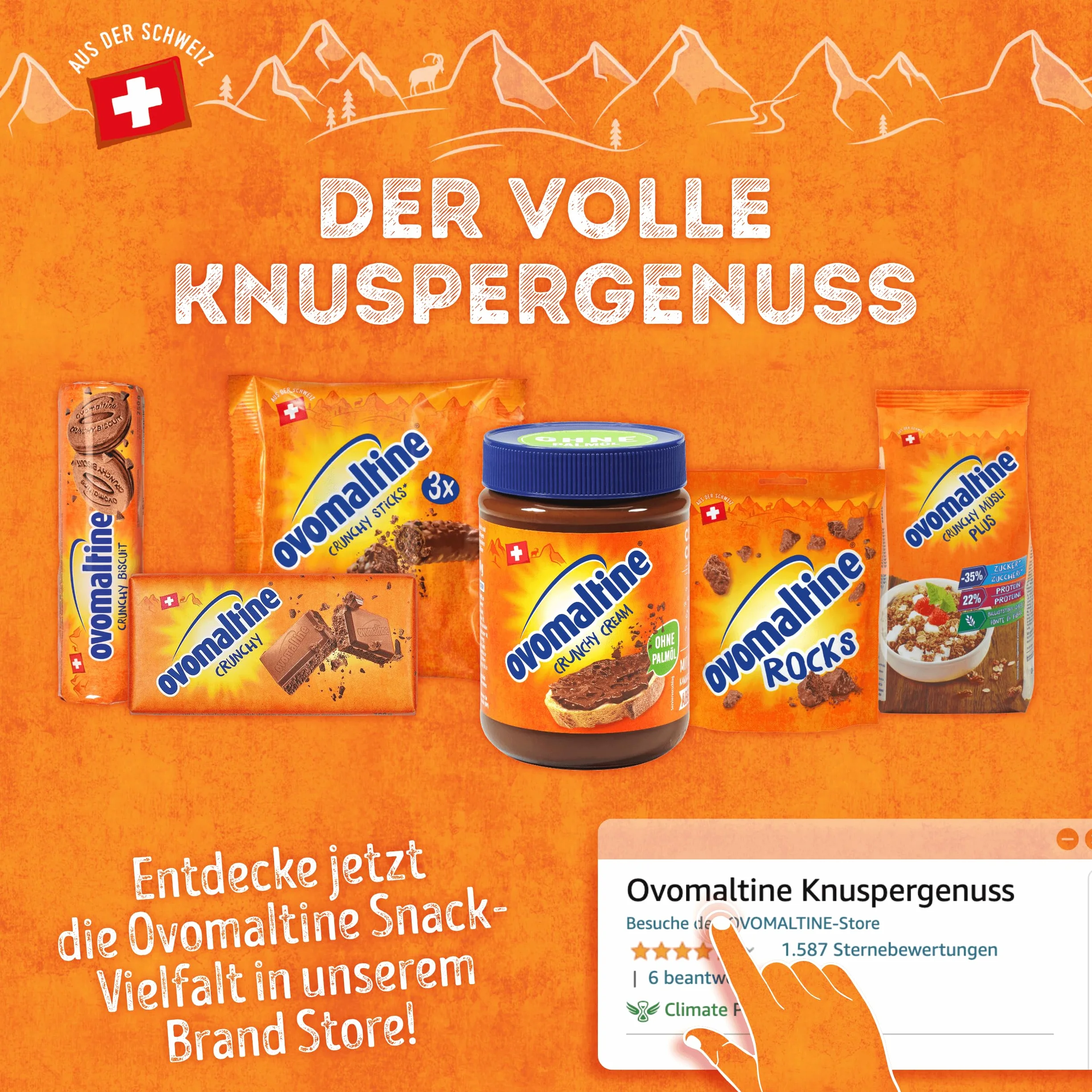 Ovomaltine Crisp batonik musli czekoladowy z płatkami śniadaniowymi z kremem Ovomaltine 6 x 25 g
