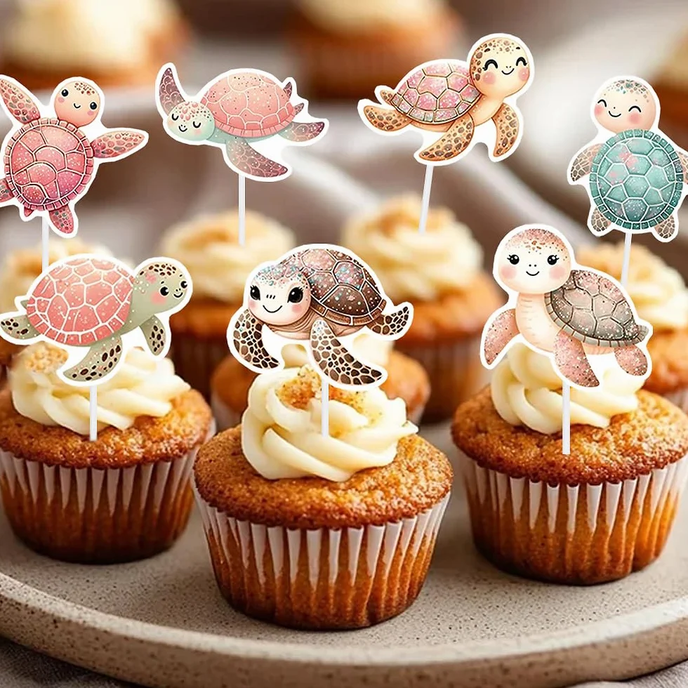 Dekoracja tortowa żółw morski – 20 sztuk na urodziny baby shower
