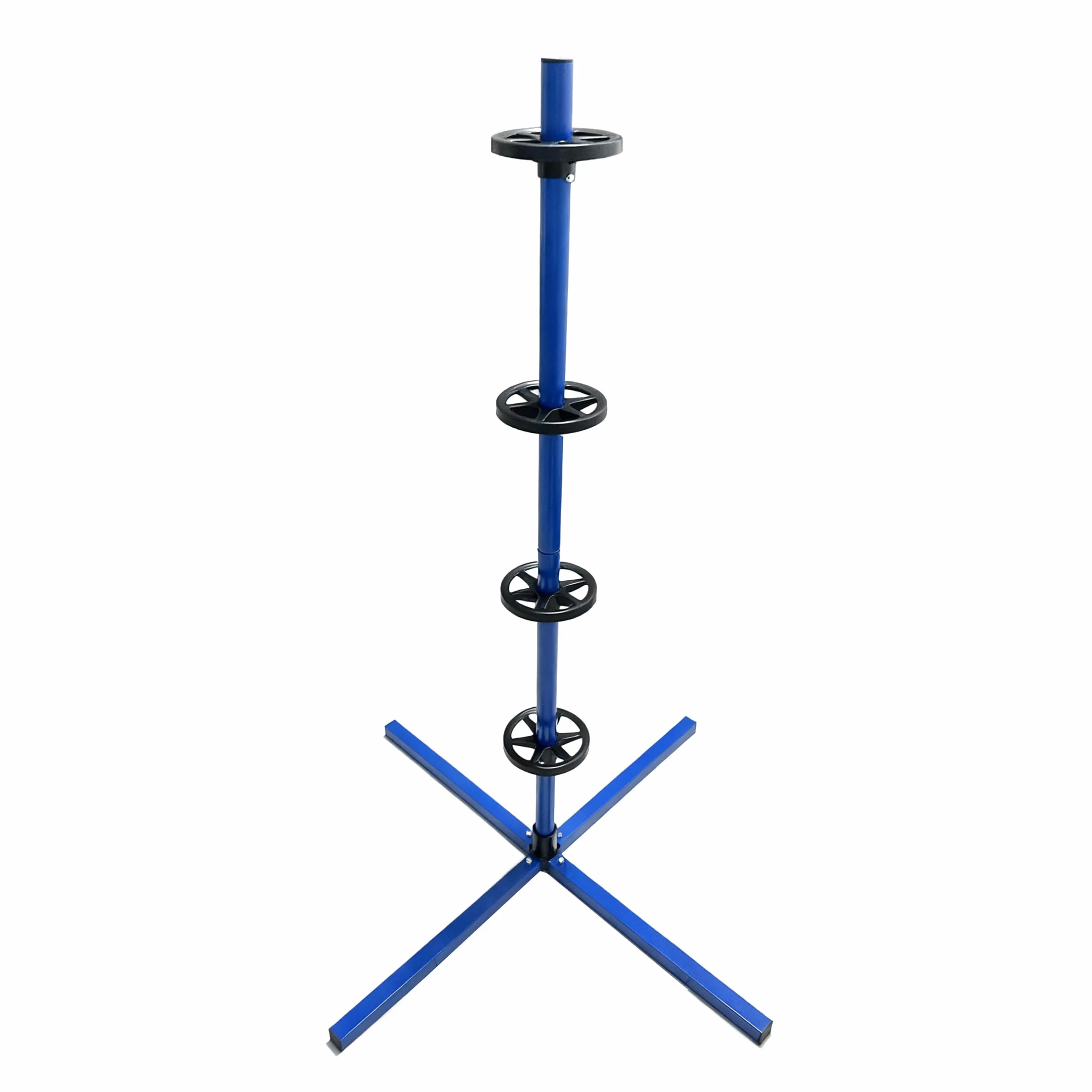 Relaxdays Stojak na 4 opony z felgami, łożysko opon do 120 kg, 131,5 x 66 x 66 cm, stal, niebieski