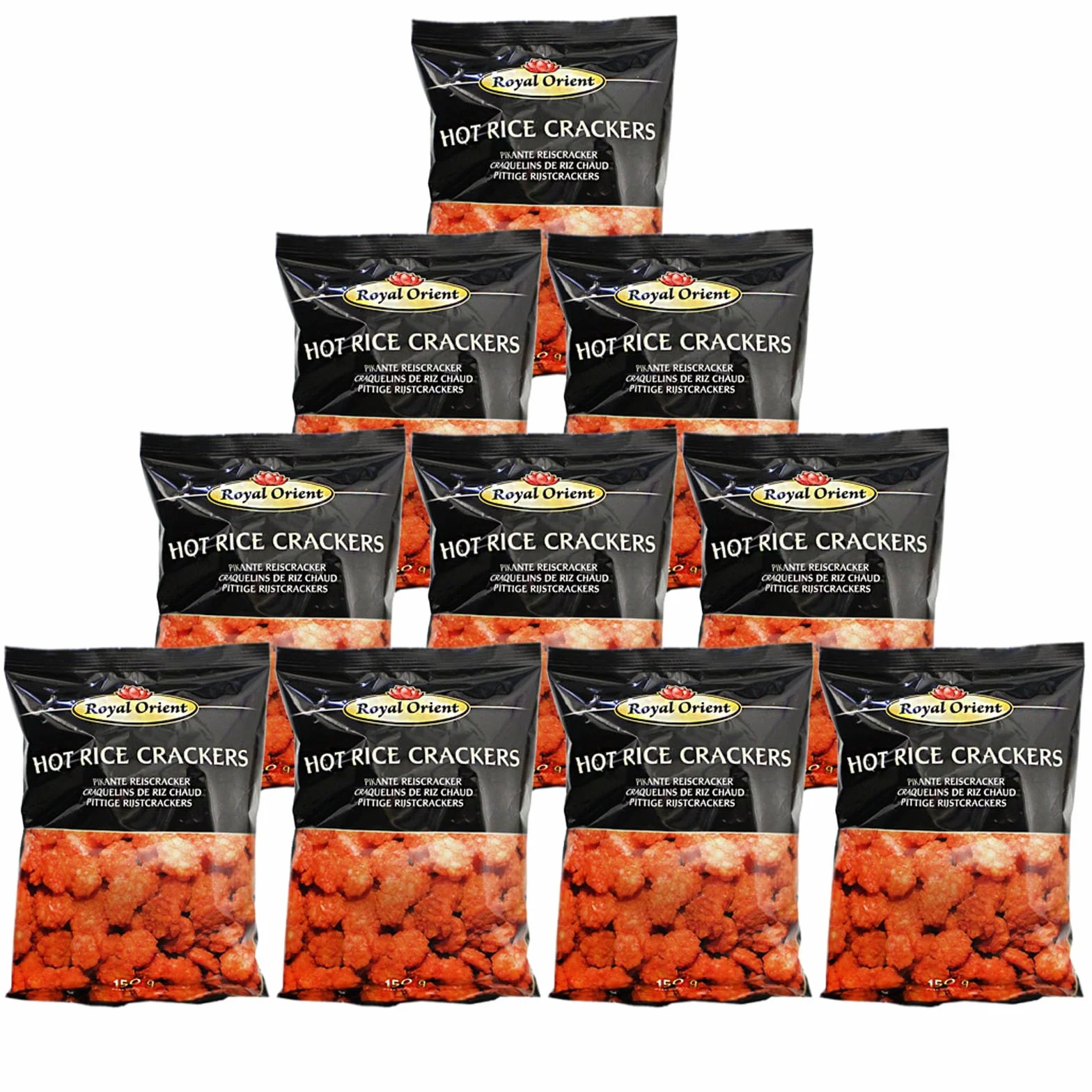 10 x 150 g Royal Orient Hot Rice Crackers pikantny skrobak do ryżu
