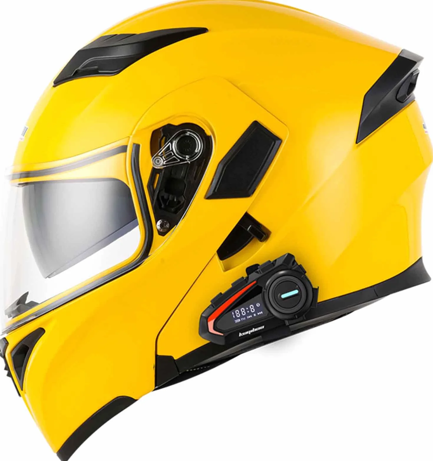 Modułowy kask motocyklowy Bluetooth, certyfikat DOT/ECE, kask szczękowy, na całą twarz, z dwuwarstwowym wizjerem i mikrofonem, dla dorosłych mężczyzn i kobiet (57 ~ 64 cm)