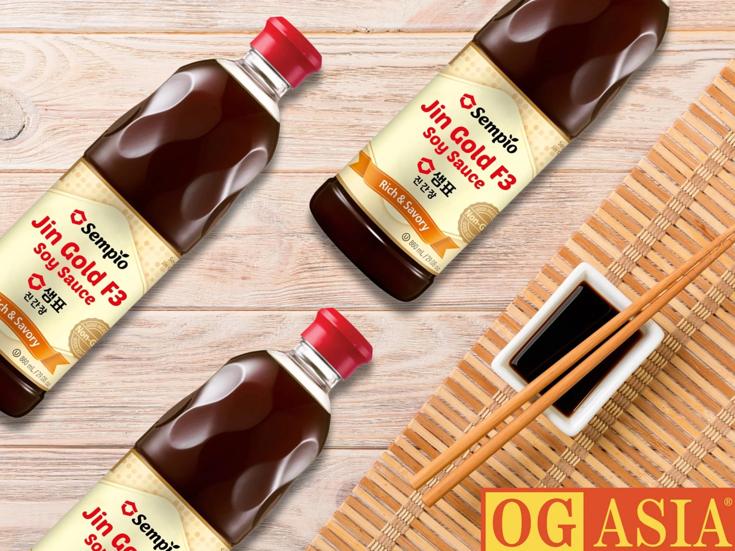SEMPIO F3 Gold sos sojowy – ciemny sos sojowy – naturalny, bez inżynierii genetycznej – OG ASIA – 860 ml