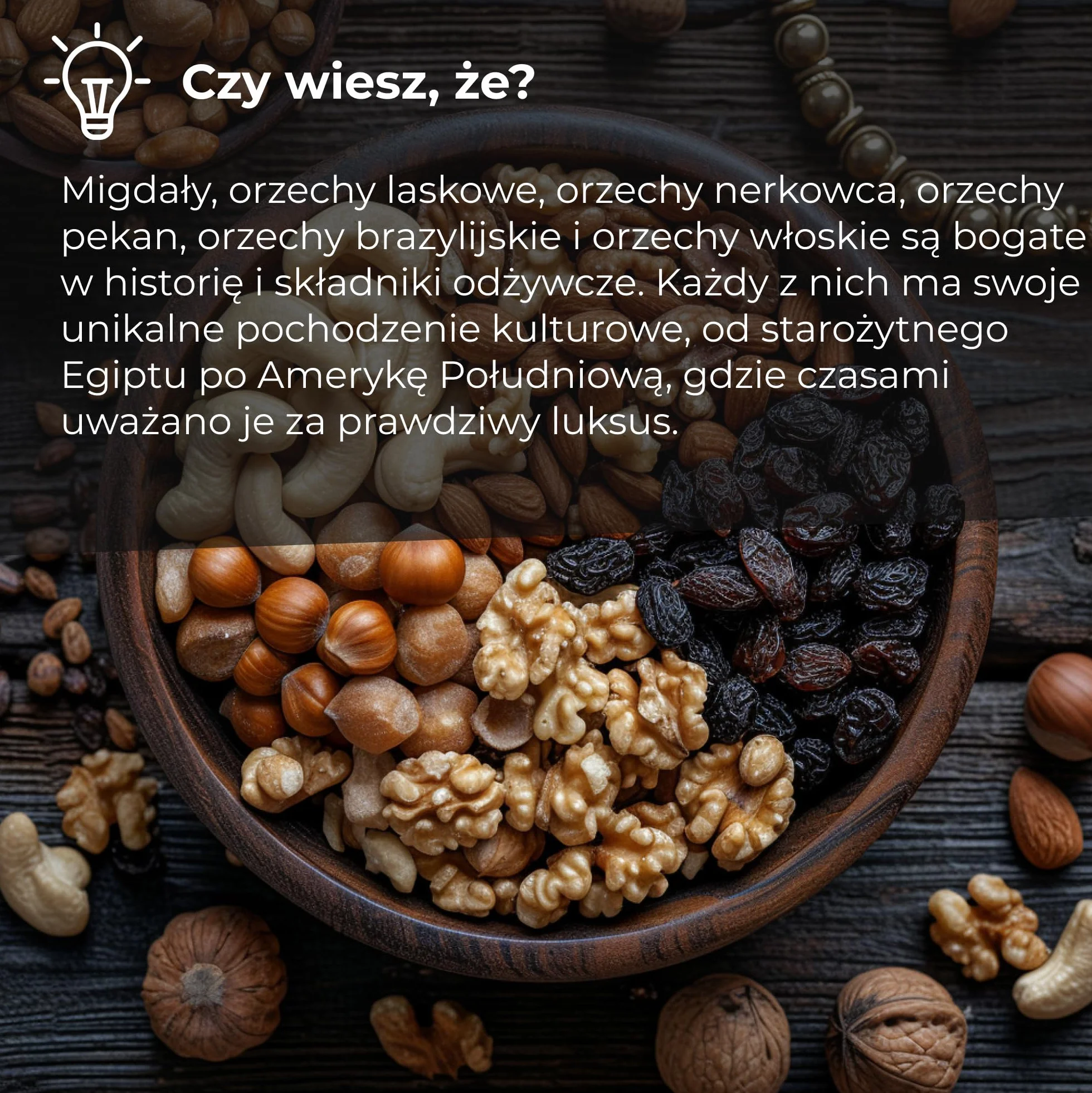 Mieszanka studencka - mieszanka orzechów z rodzynkami, wybór migdałów, orzechów nerkowca, orzechów włoskich, czarnych i złotych rodzynek, 1 kg
