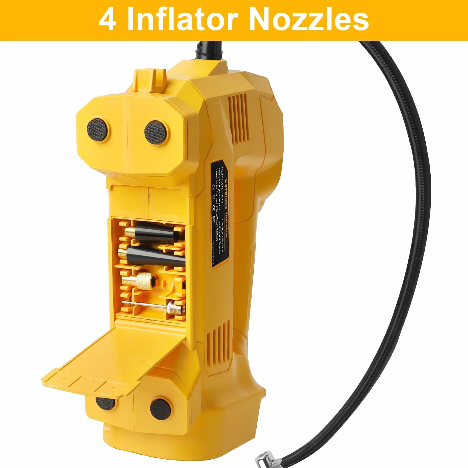 QUPERR bezprzewodowy kompresor kompatybilny z akumulatorem Dewalt 18V, do 10,34 bar, z LED i auto-stop, przenośna pompka do auta, motocykla, roweru i piłek (bez akumulatora)