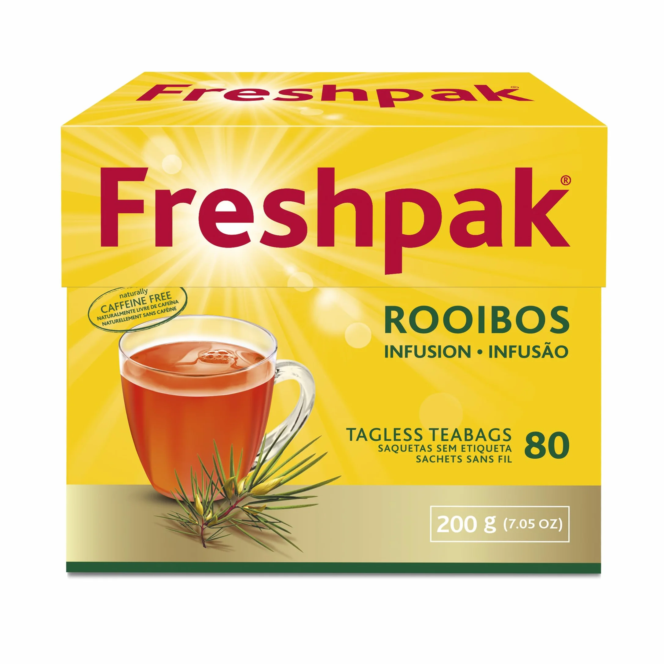 Freshpak Rooibos Tea 80 Tagless Teabags Natural Caffeine Free Keto Friendly South Africa Non GMO