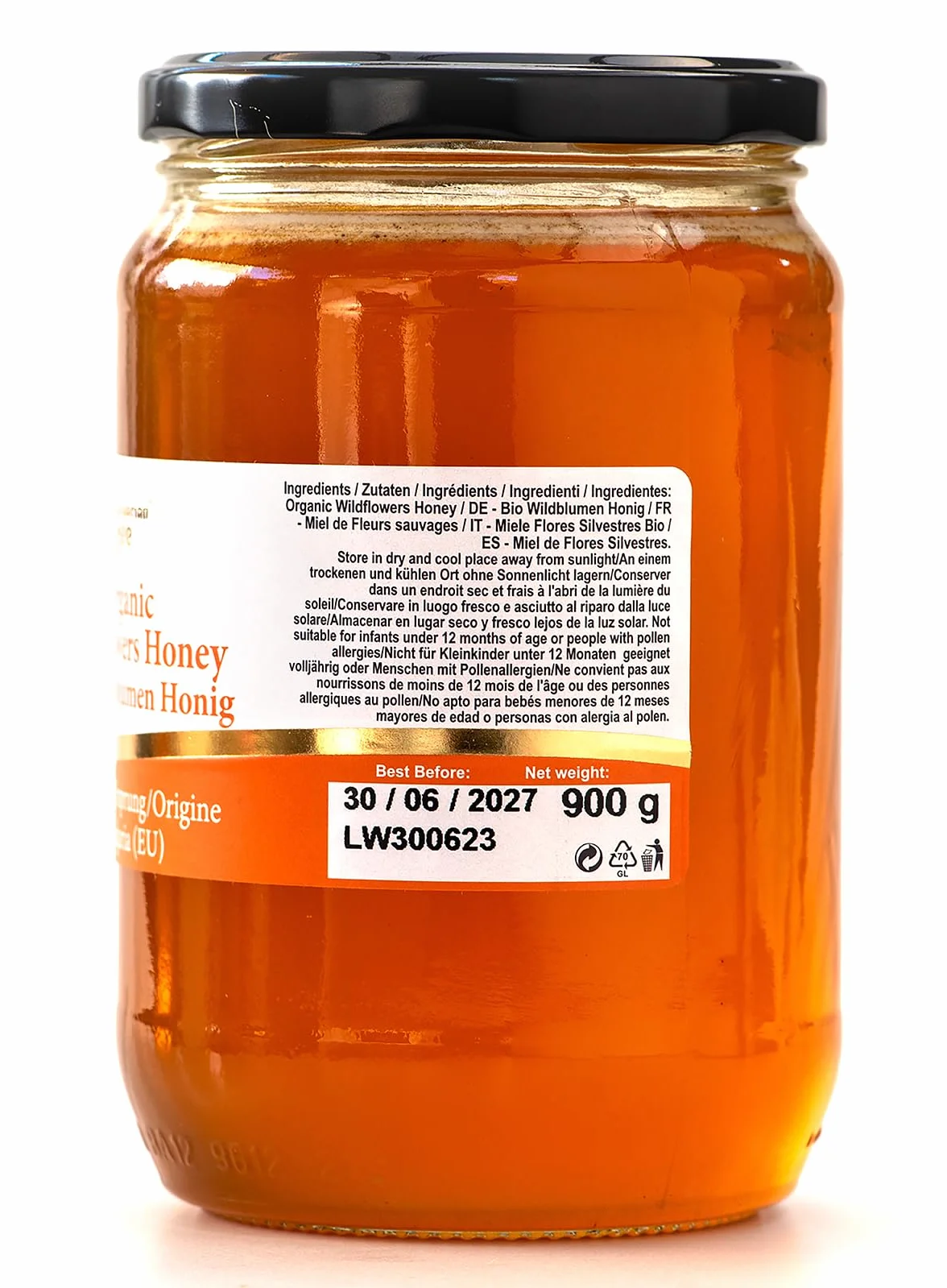 900 g Organiczny surowy miód z dzikich kwiatów, leśny kwiat
