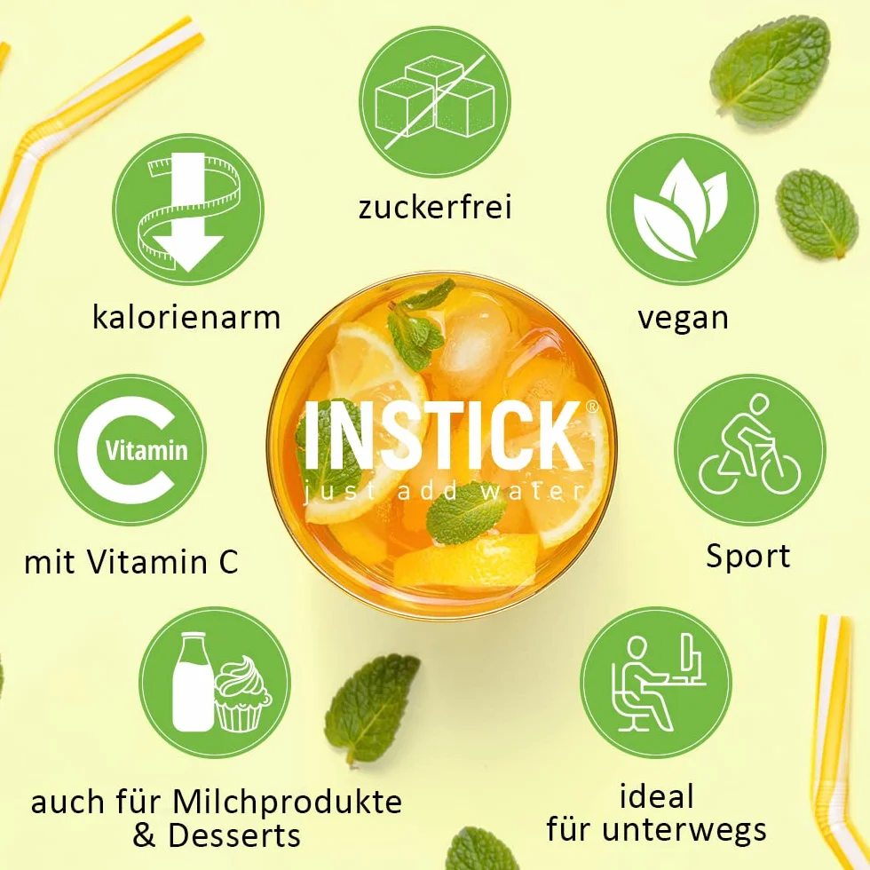 Instick napój bezcukrowy pomarańczowy 12 x 0,5 l proszek wegański niskokaloryczny z witaminą C