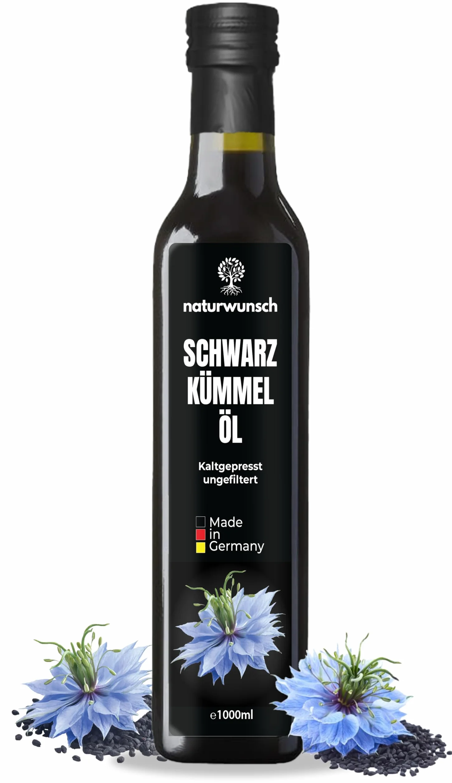 Olej z czarnuszki 1000 ml niefiltrowany tłoczony na zimno z Egiptu Nigella sativa