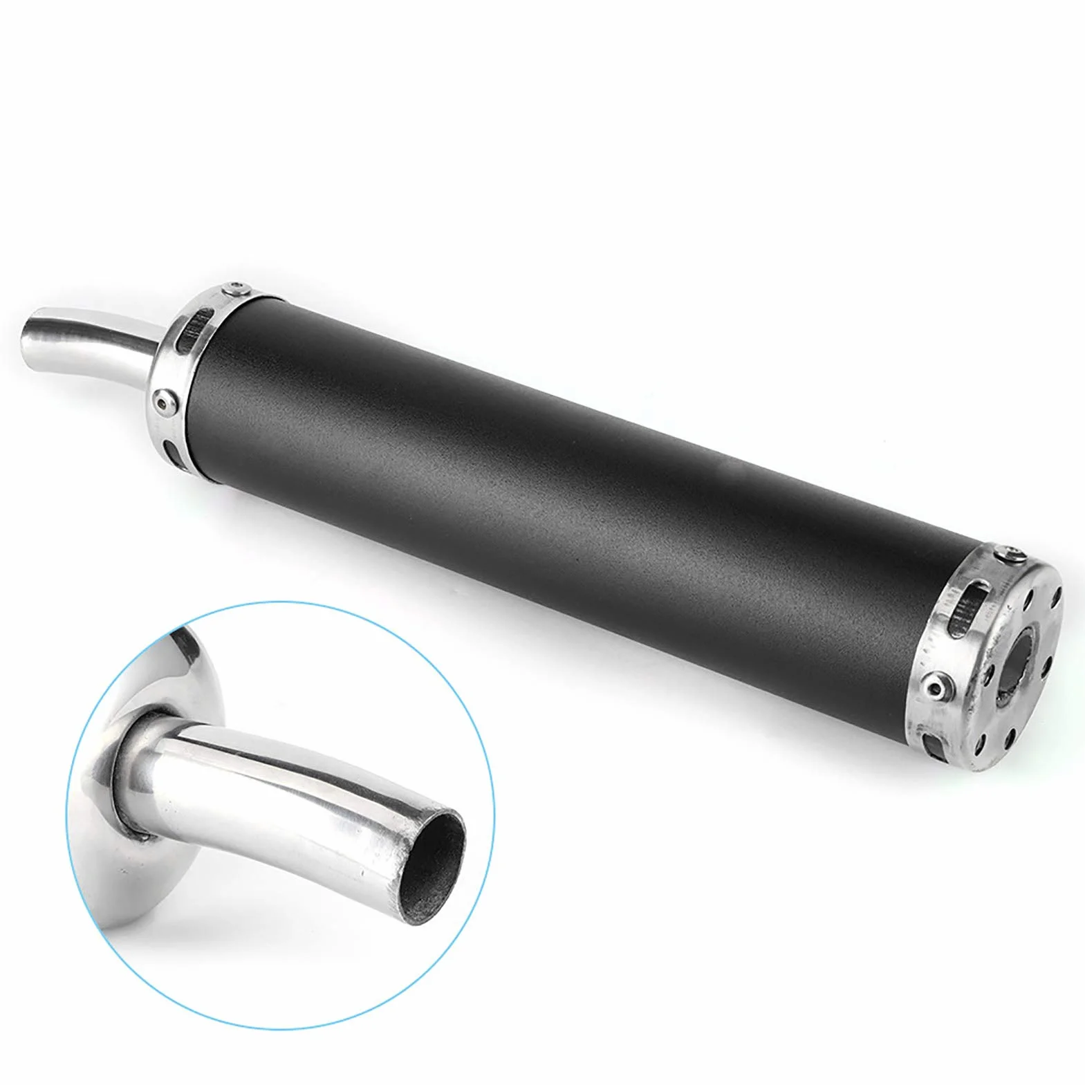 Tłumik Wydechowy Motoroweru, Tłumik Wydechowy ze Stali Nierdzewnej 20mm/0,8 Cala Zmodyfikowane Części do Motocykla 2-suwowegoBlack (Czarny)