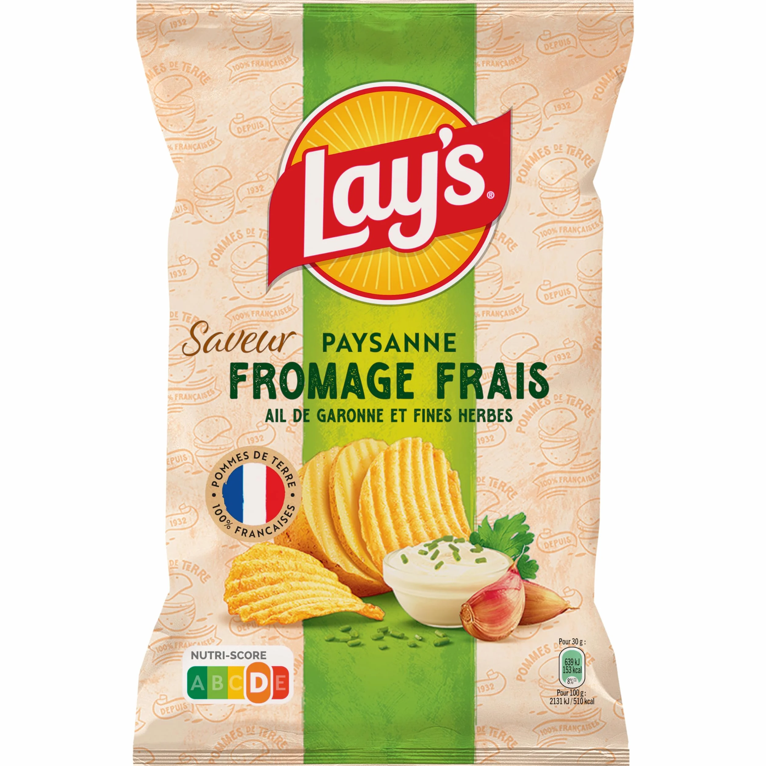 Lay's Chipsy z przepisem z przepisem rolnika o świeżym smaku sera, czosnku i delikatnych ziół
