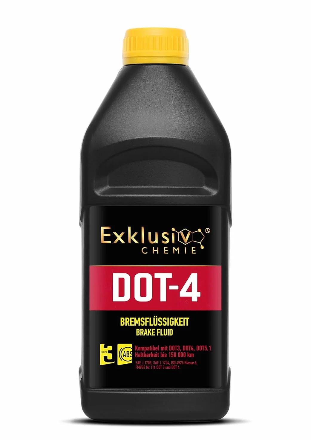 Exklusiv Chemie® Płyn hamulcowy DOT-4 | Do układów hamulcowych z ABS, TCS i ESP/DSC | Markowy płyn hamulcowy wysokiej jakości | Zoptymalizowana skuteczność hamulców | 1000ml