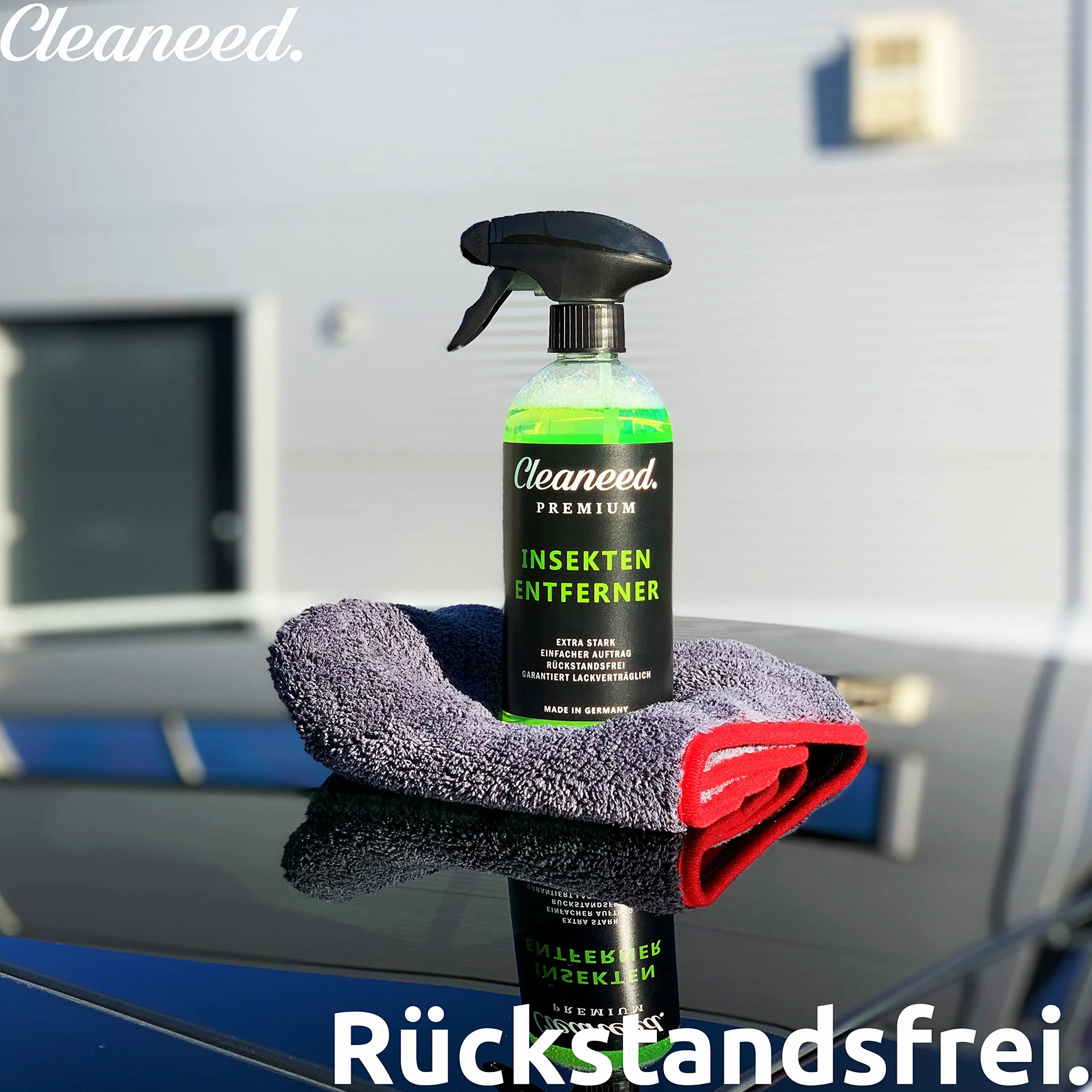Premium środek do usuwania owadów – wyprodukowany w Niemczech – dodatkowo mocny, bez pozostałości, gwarantowany przyjazny dla lakieru, łatwy w aplikacji 500ml